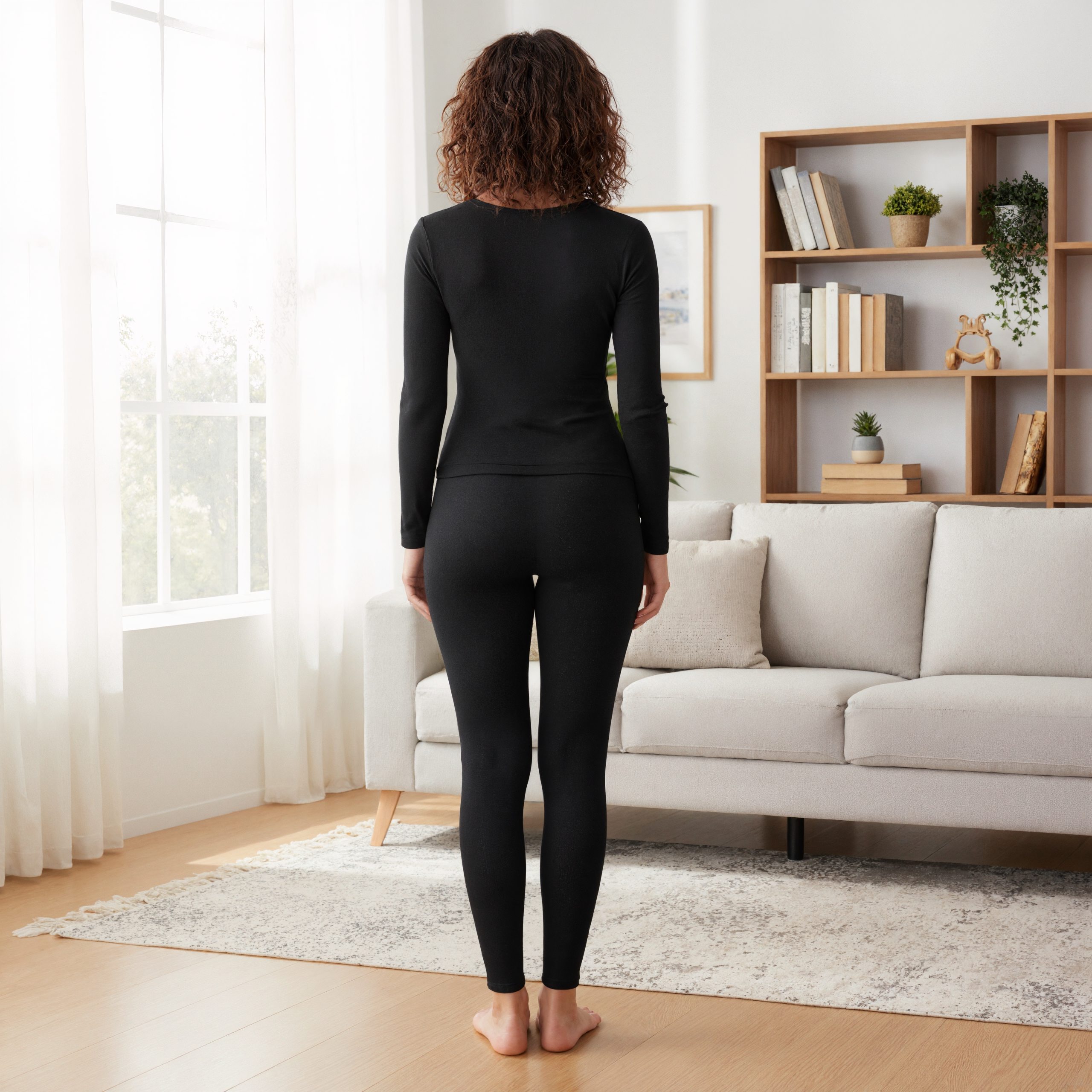 Women's Women Long Johns With Fleece Lined Long Sleeves Base – side profile view