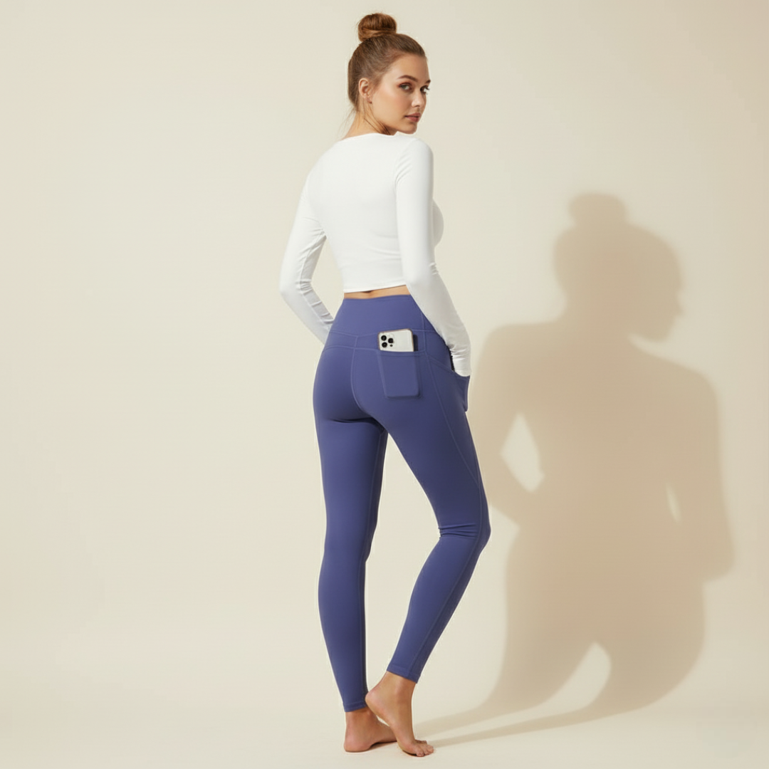 Warm Fleece Lined Yoga Pants With 3 Pockets For Winter WorkoutsWarm Fleece Lined Yoga Pants With Pockets - Image 3