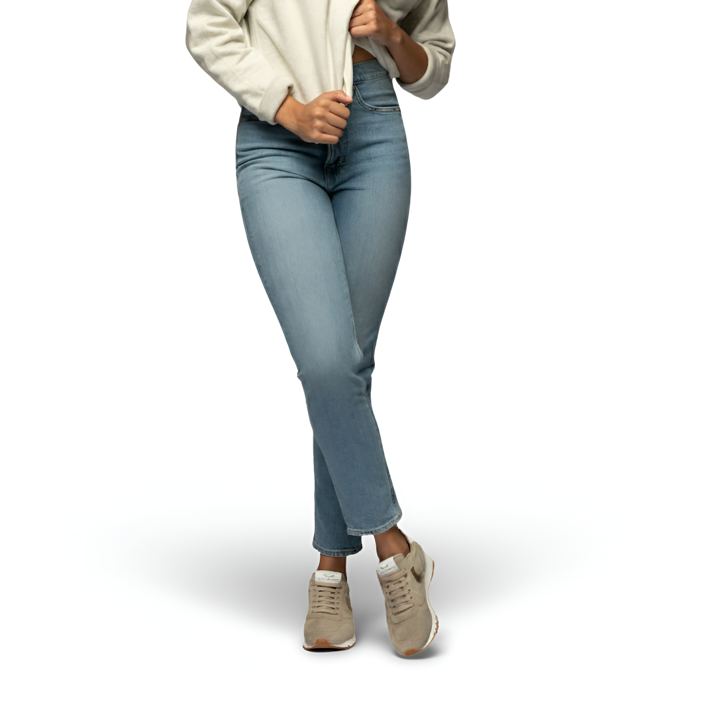 High Rise Straight Jeans With Soft Stretch