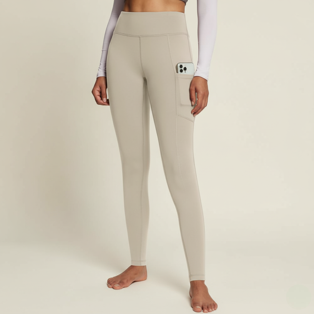 Women's Warm Fleece Lined Yoga Pants With Pockets For Winter – full length outfit view