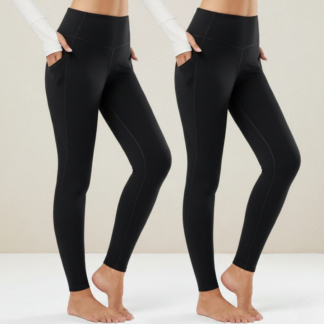 Women's Pack Of 2 Warm Fleece Lined Yoga Pants – styled outfit view