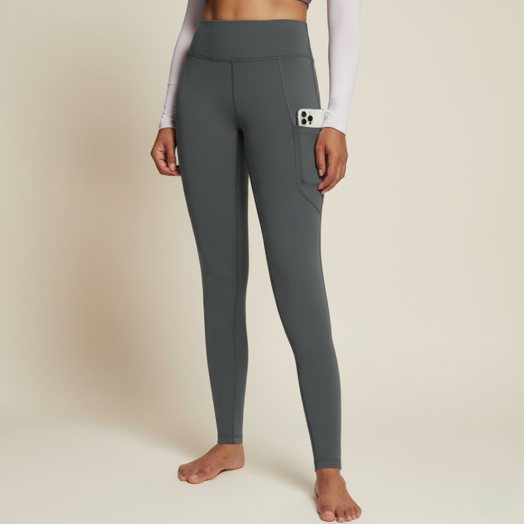 Women's Warm Fleece Lined Yoga Pants With Pockets For Winter – styled outfit view