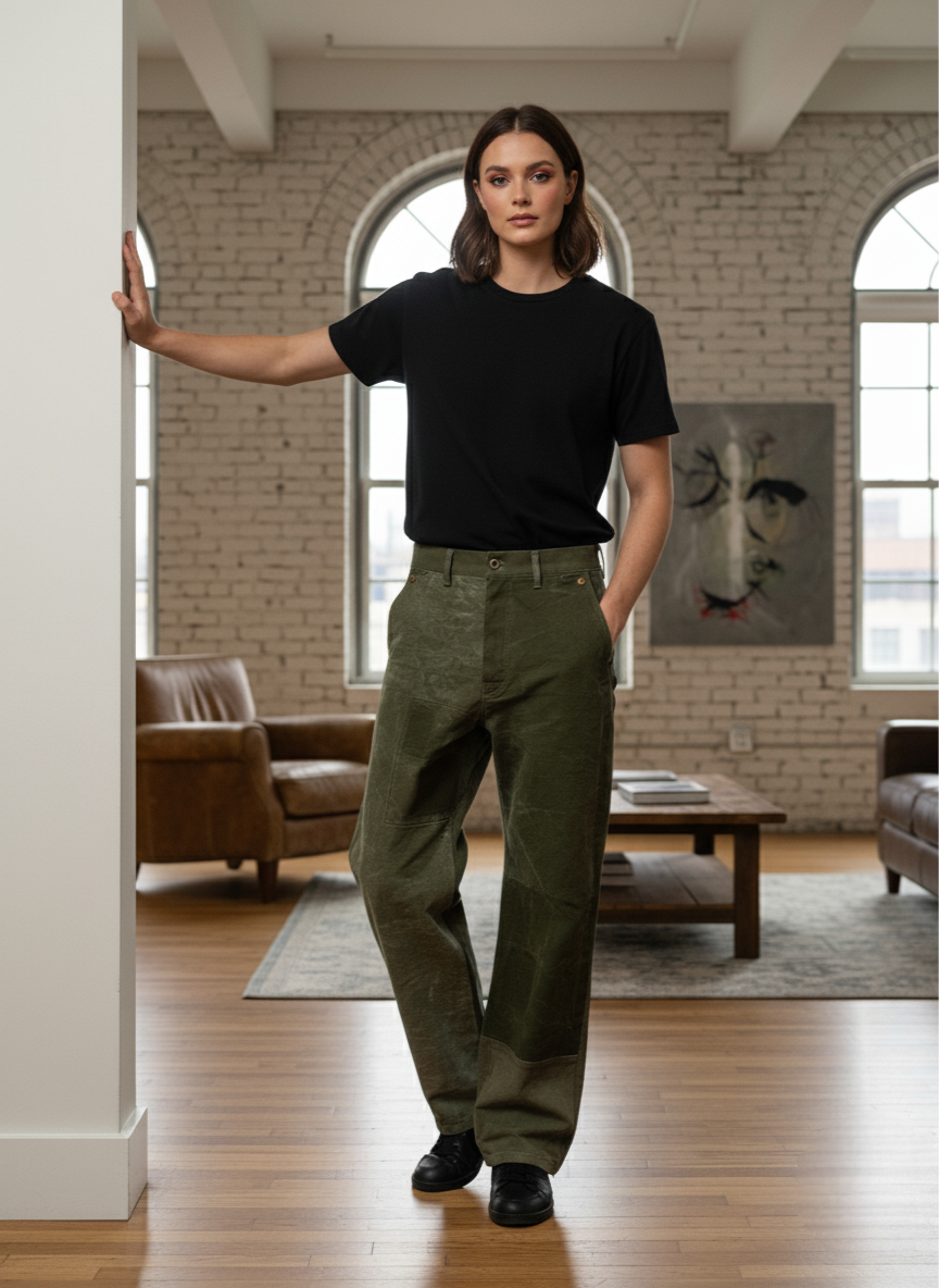 Men's Vintage Patchwork Cargo Pants – back view detail