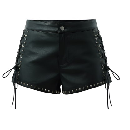 Mini Gypsy Studded Lace Up Leather Shorts