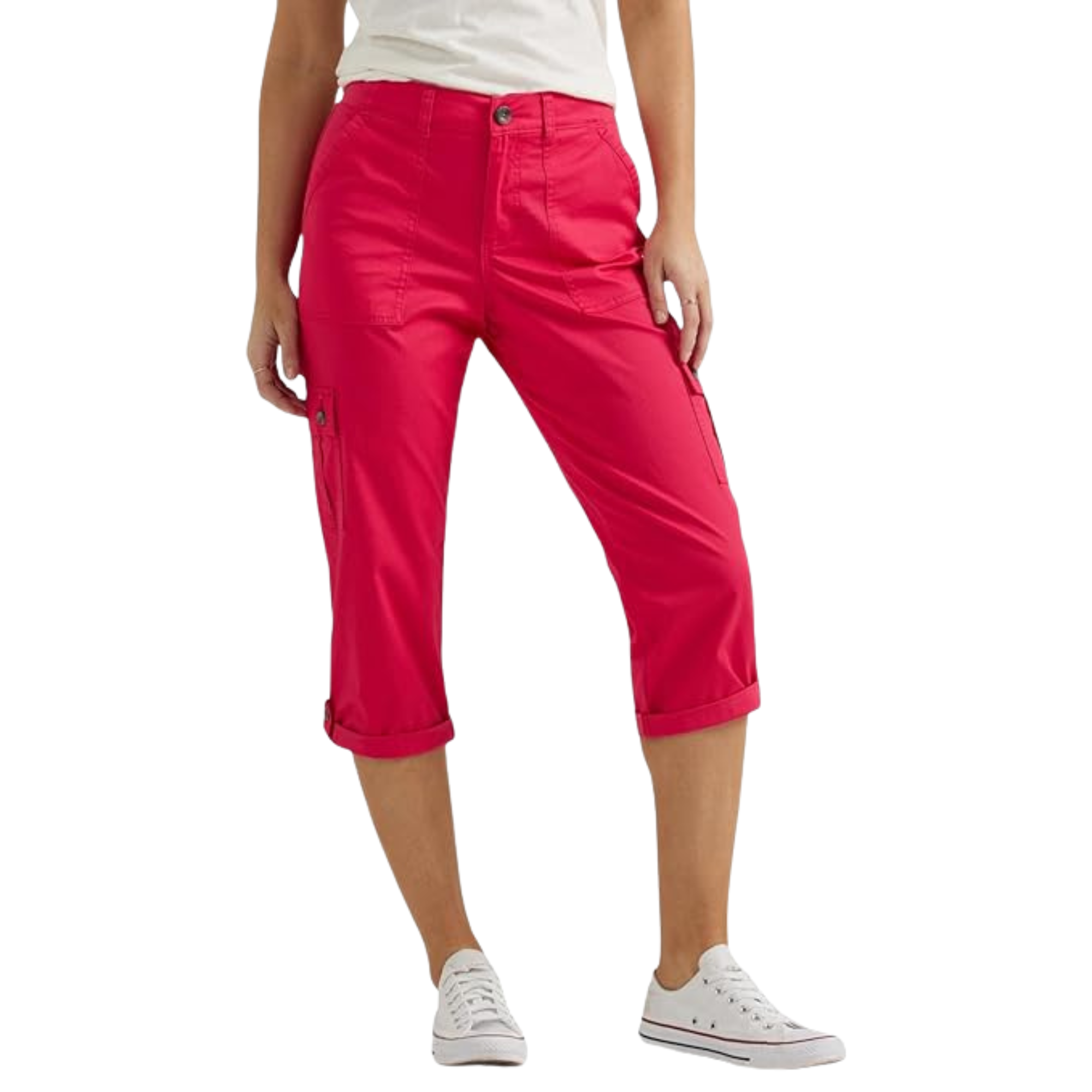 Comfortable And Casual Utility Capri Pants With Pockets For Women – women's cargo pants front view
