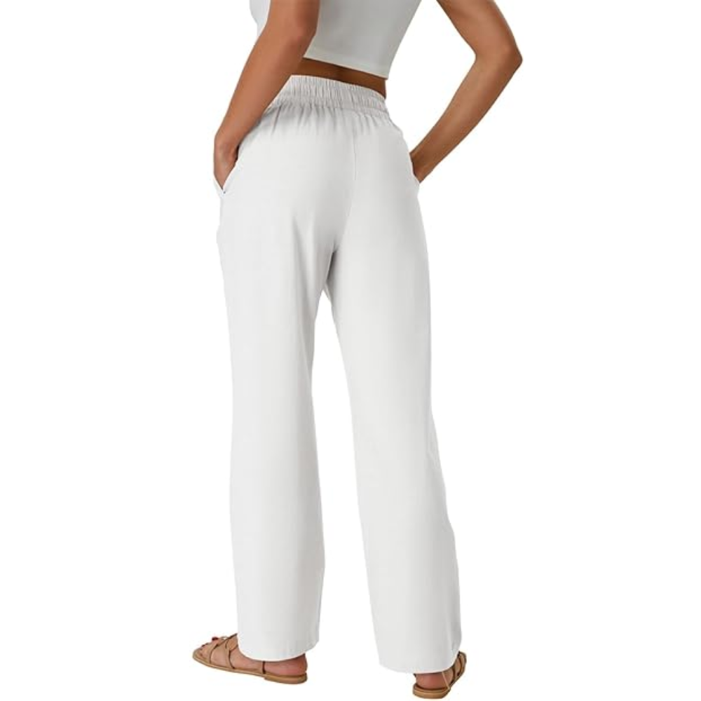 Casual High Rise Loose Fit Summer Pants With Side Pockets – back view detail