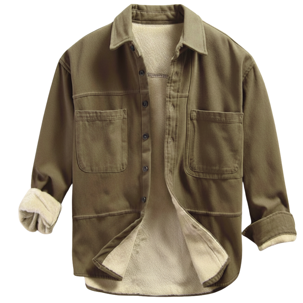 Fleece Lined Cargo Overshirt For MenFleece Lined Cargo Overshirt For Men - Image 5
