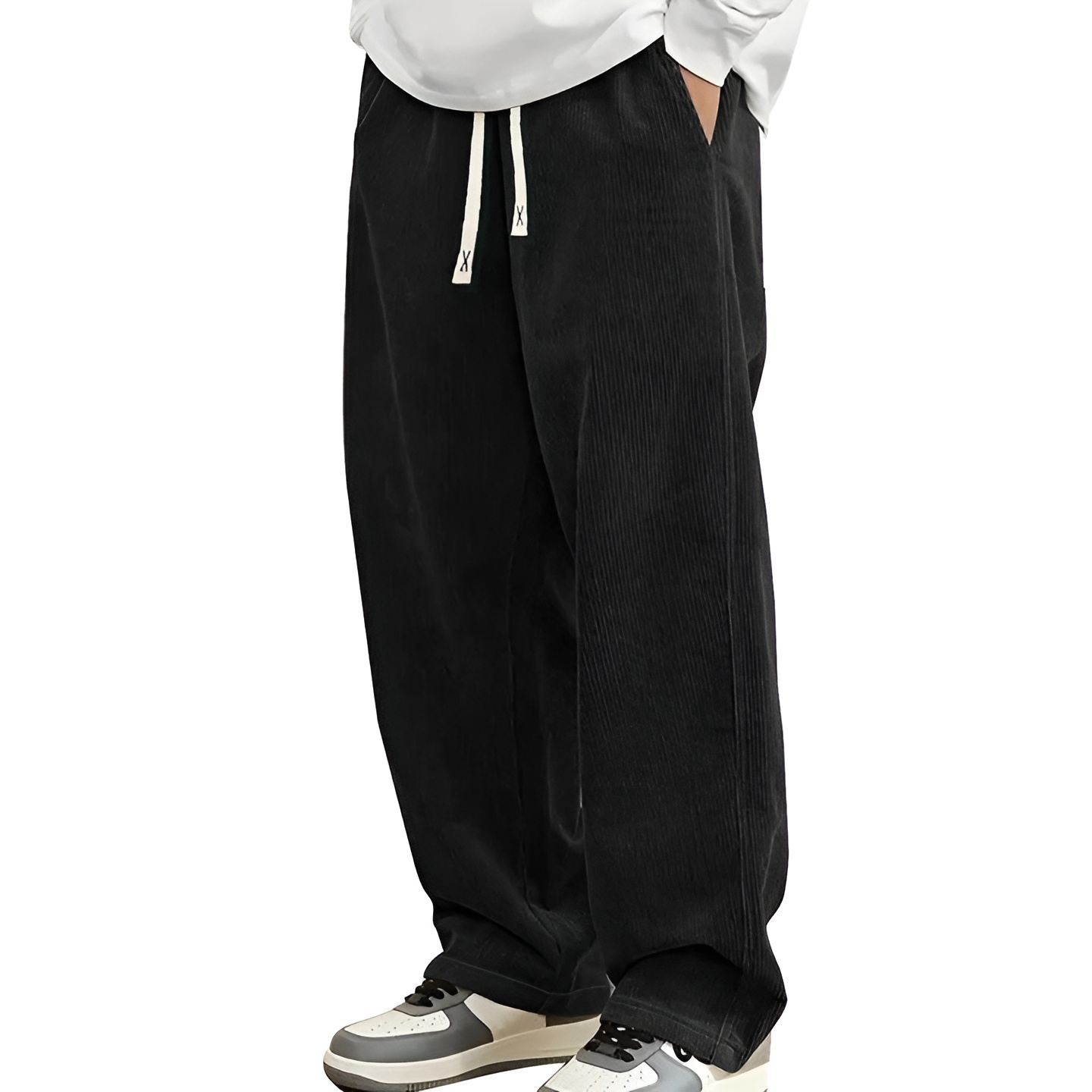 Casual Loose Fit Pants With Pockets For Men – waistband detail