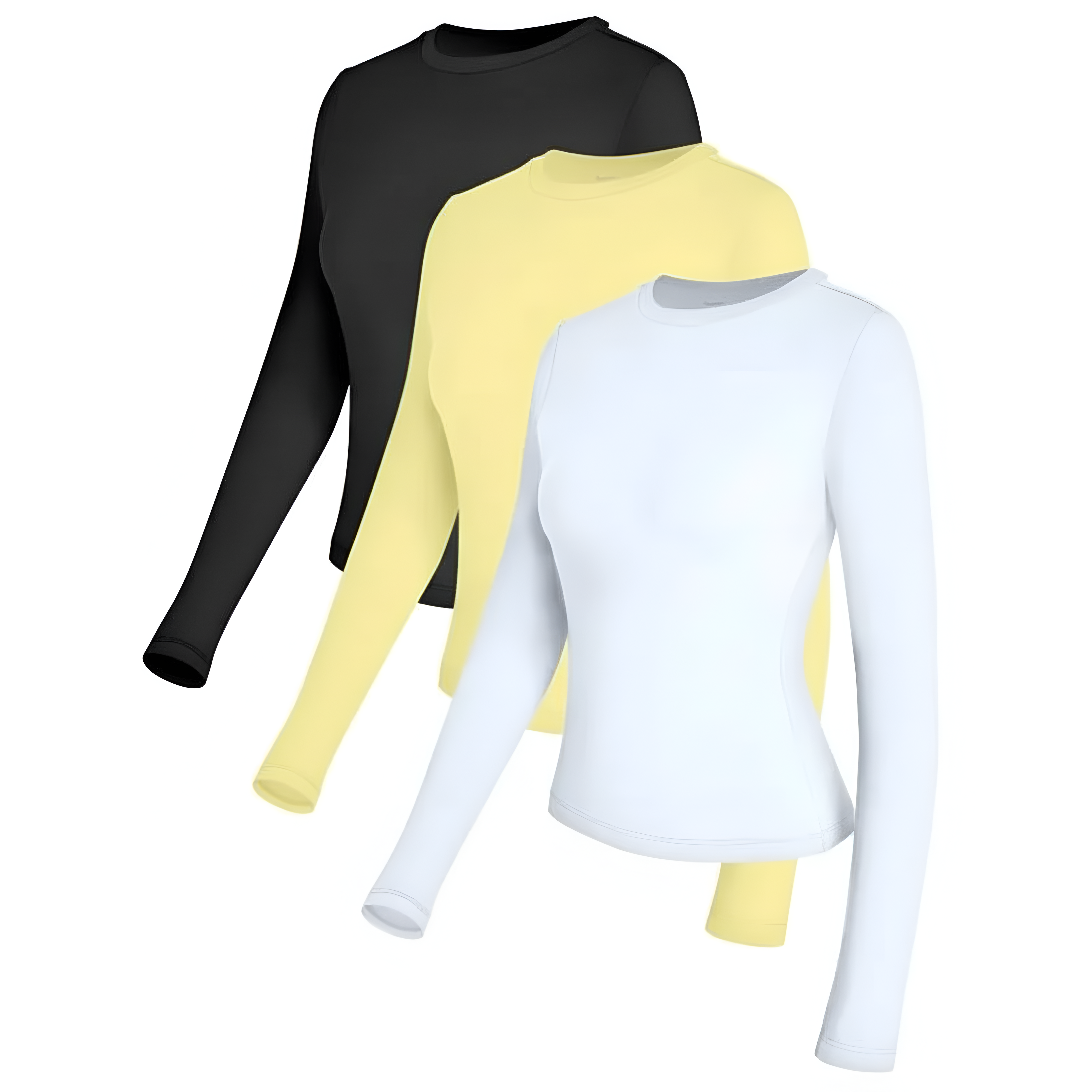 Set Of 3 Slim Fit Long Sleeve Top For Women – waistband detail