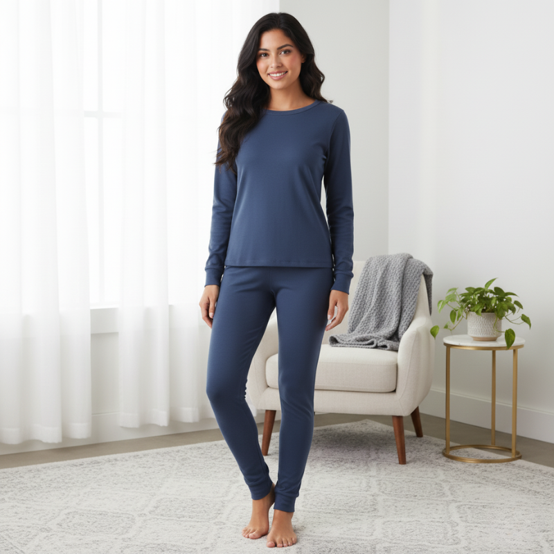 Women's Women Ultra Soft Thermal Long Set For Cold Weather - Stretch Com – styled outfit view