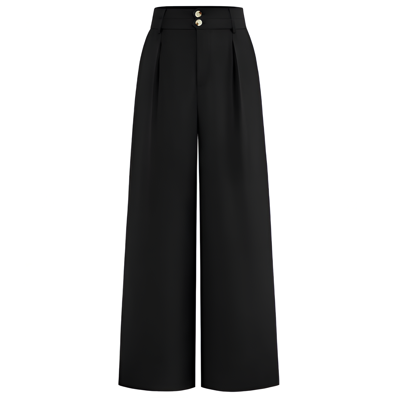 Wide Fit High Rise Button Pleated Trousers For Women  – women's cargo pants front view
