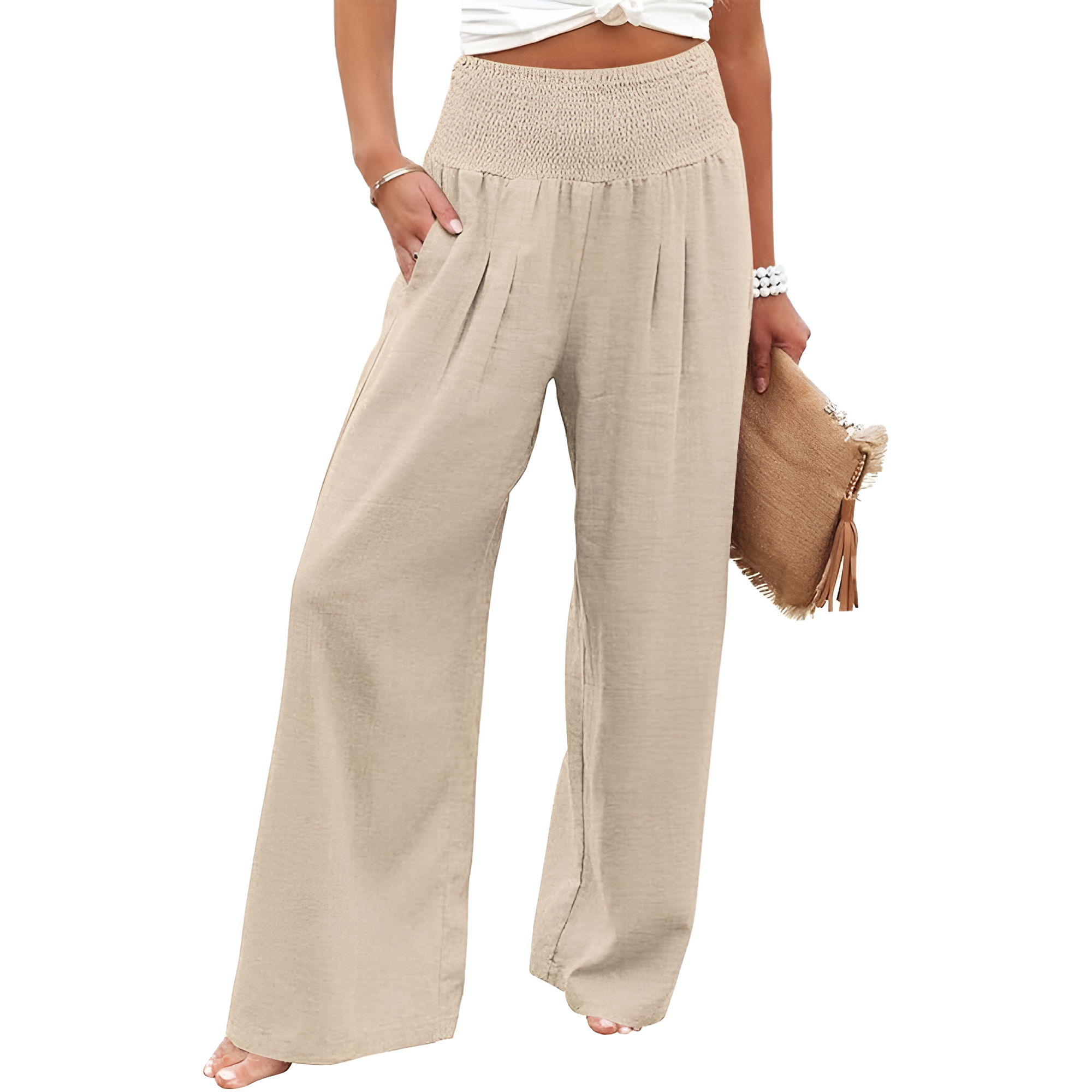 Casual High Rise Palazzo With Pocket For Women – women's cargo pants front view