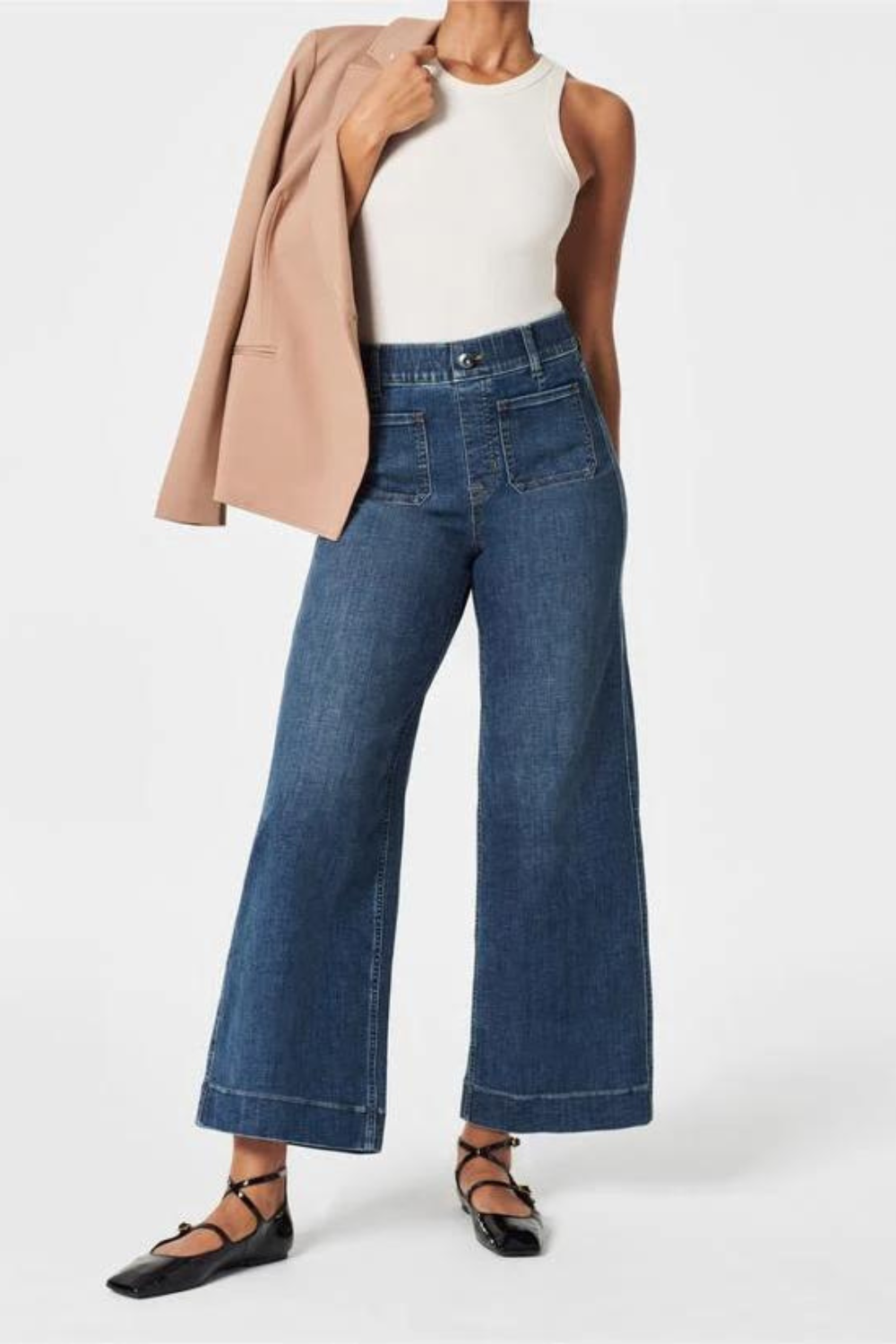 Classic Straight Solid Color Pants – pocket detail close-up