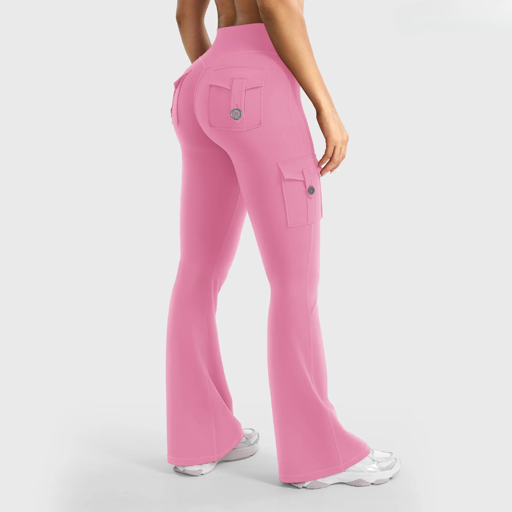 High Waisted Cargo Flare Leggings