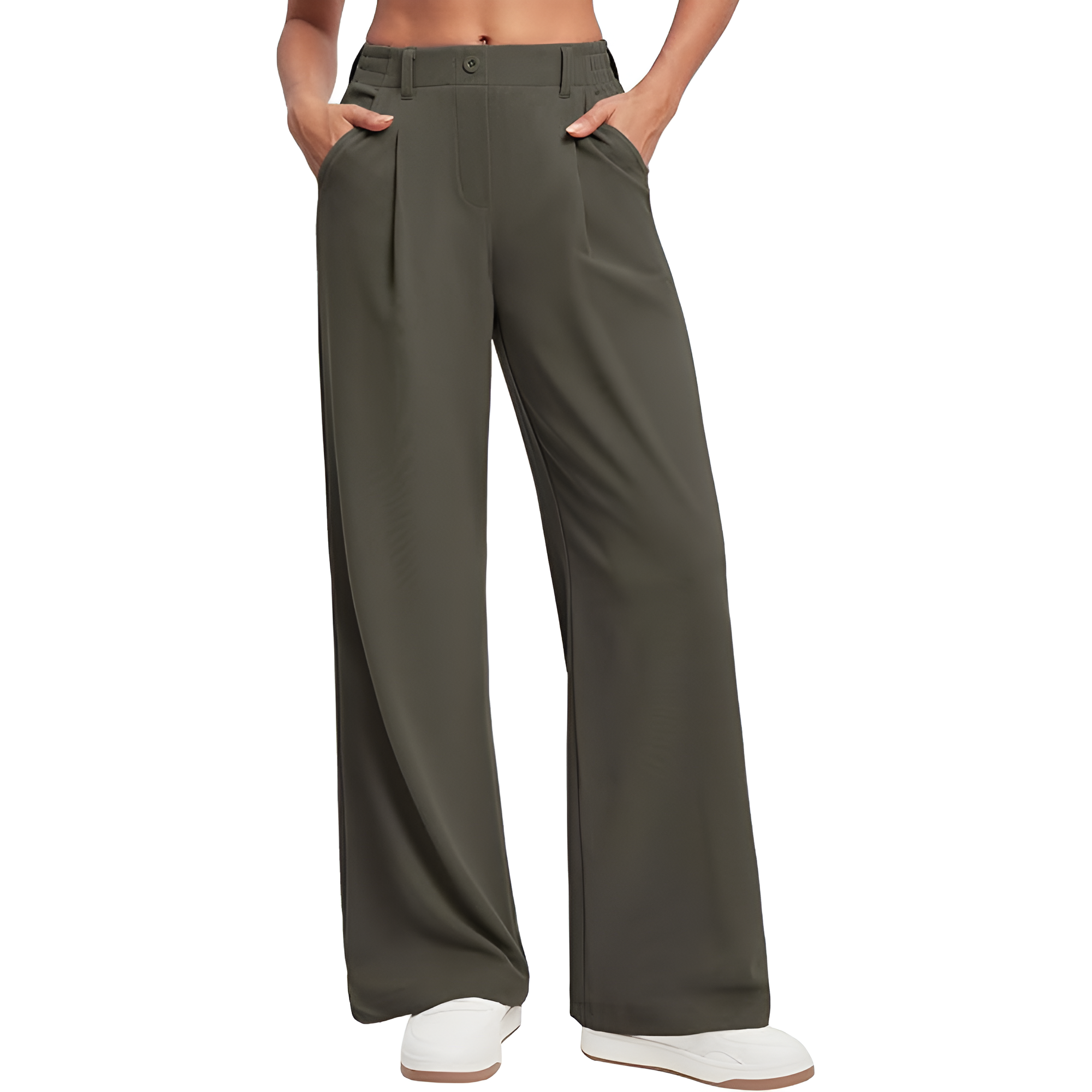 Casual And Comfortable Wide Fit Stretchy Work Pants For Women  – lifestyle view 21