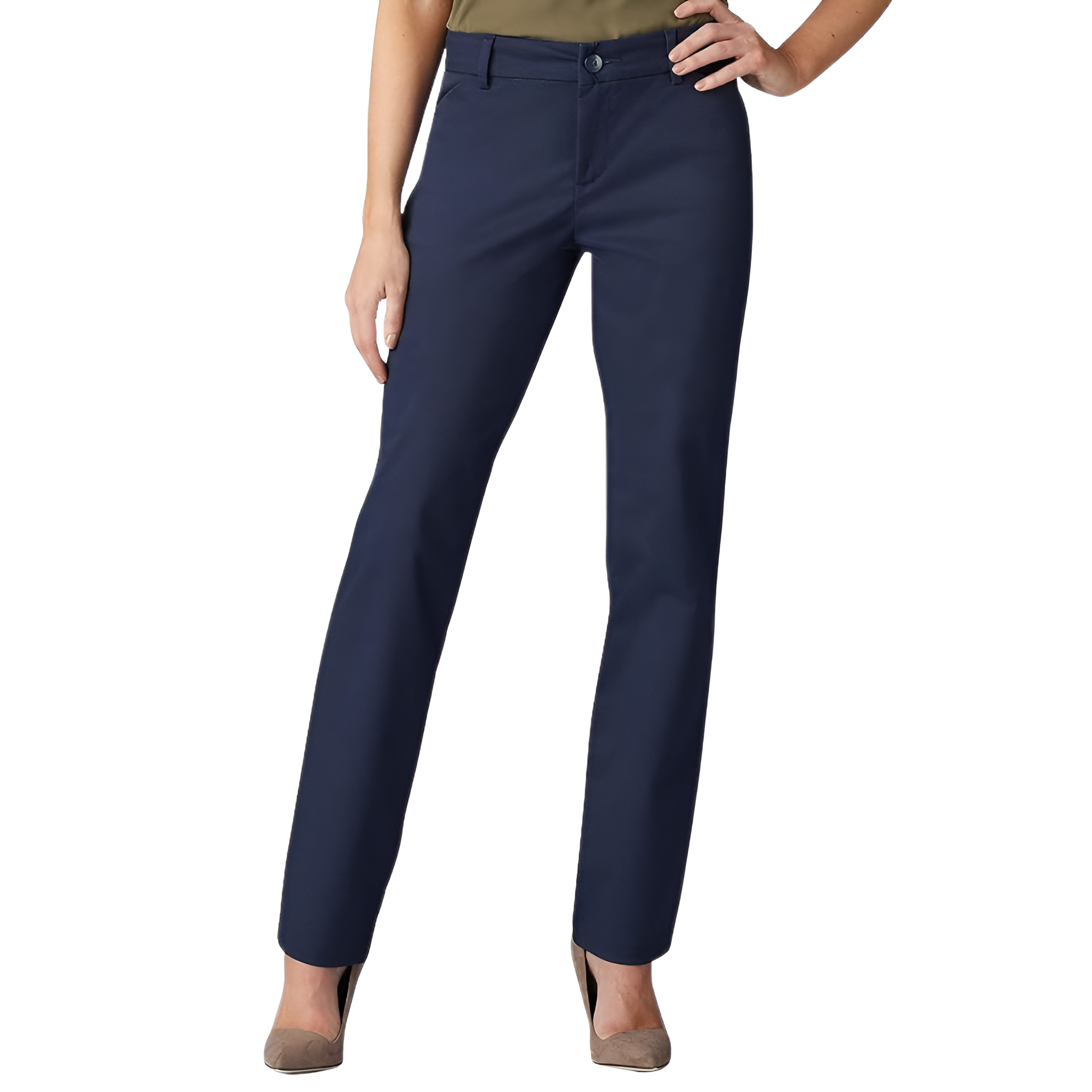 Comfortable Mid Rise Work Trousers For Women  – fit and style view