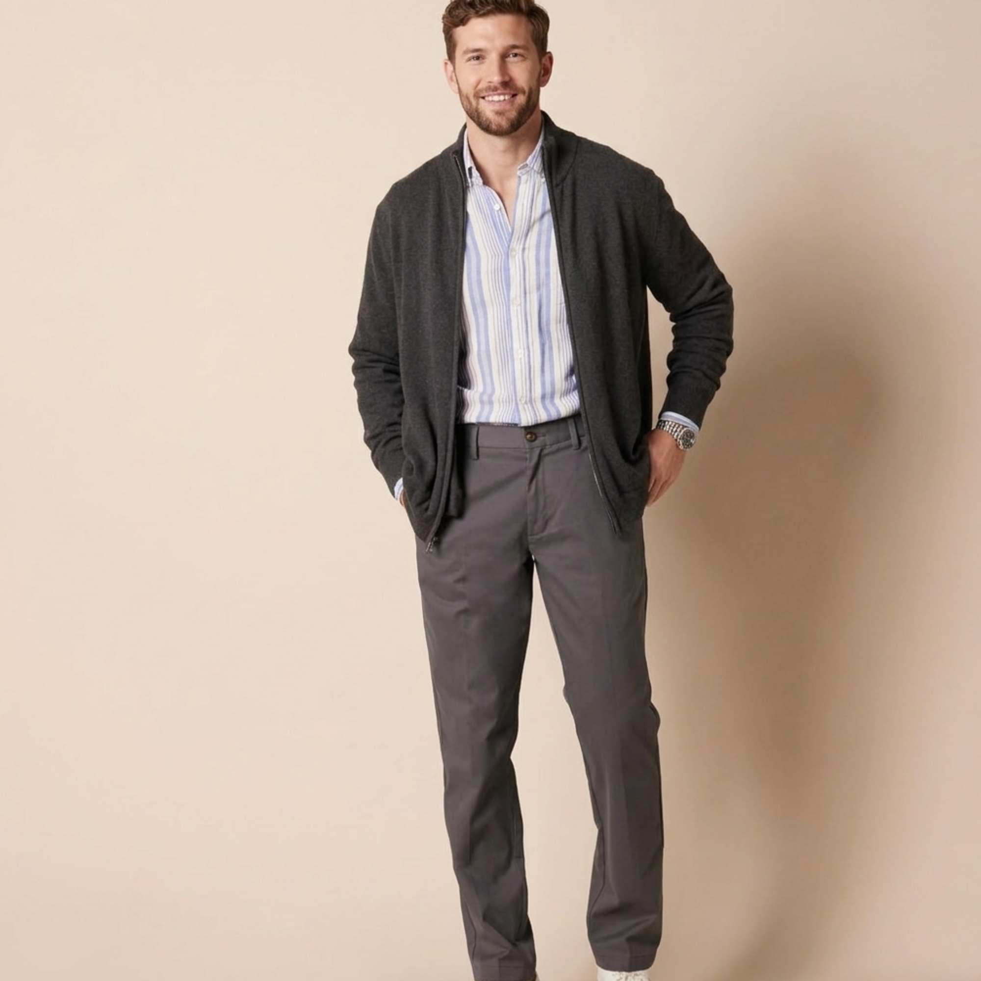 Everyday Straight Fit Chino Pants For Men – side profile view