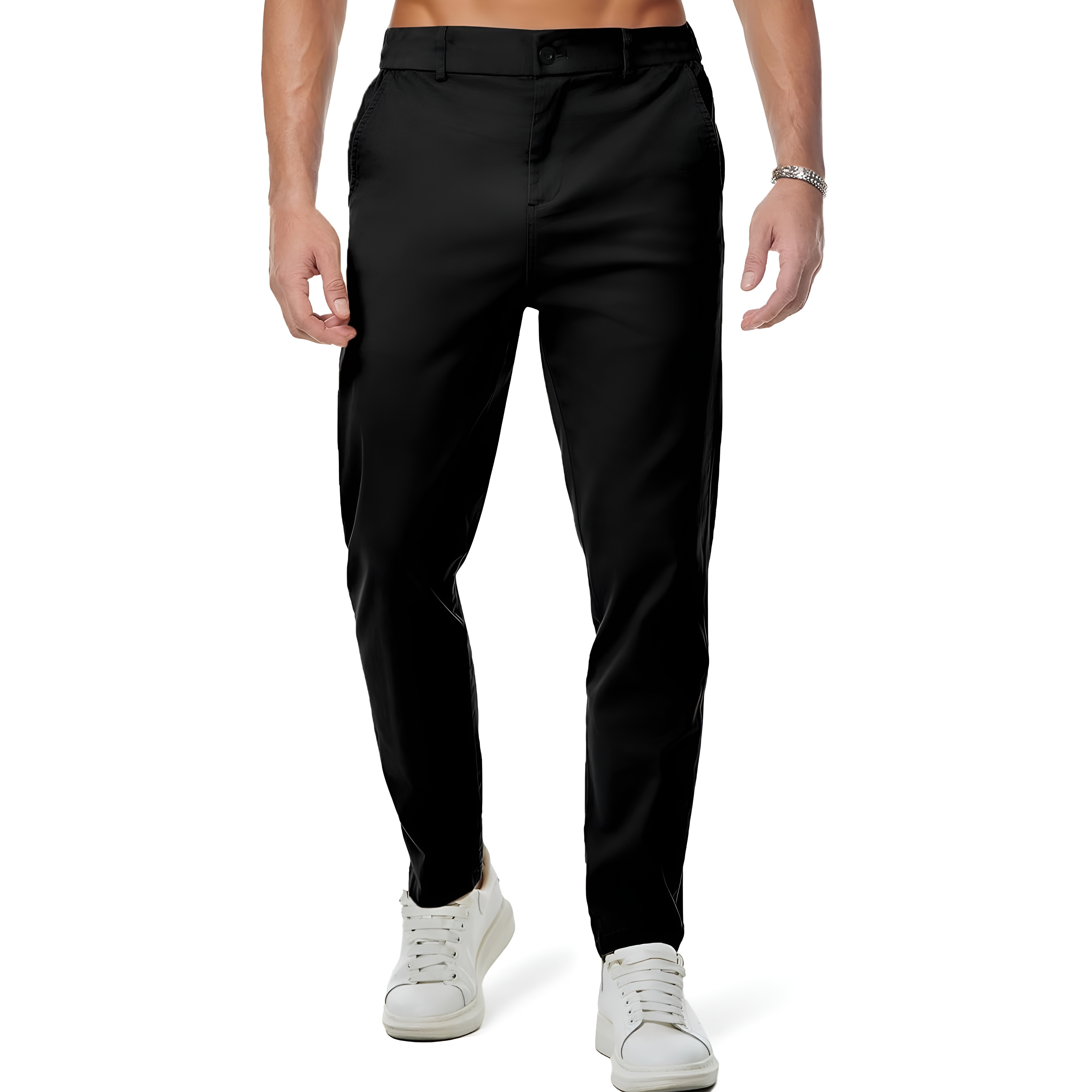 Casual Chino Pants Tapered Style Golf Trousers For Men – women's cargo pants front view