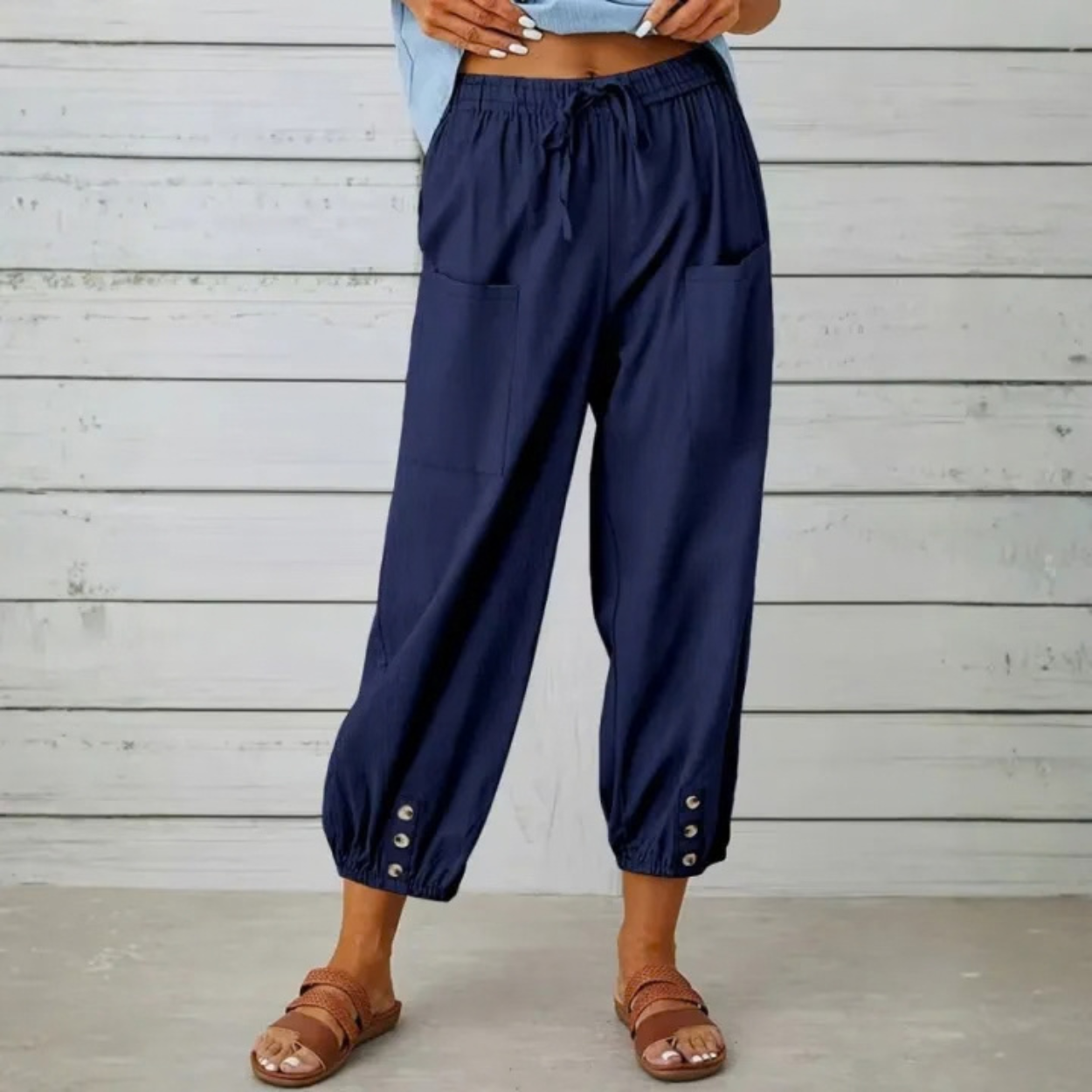 Casual Loose Drawstring Capri Pants For Women