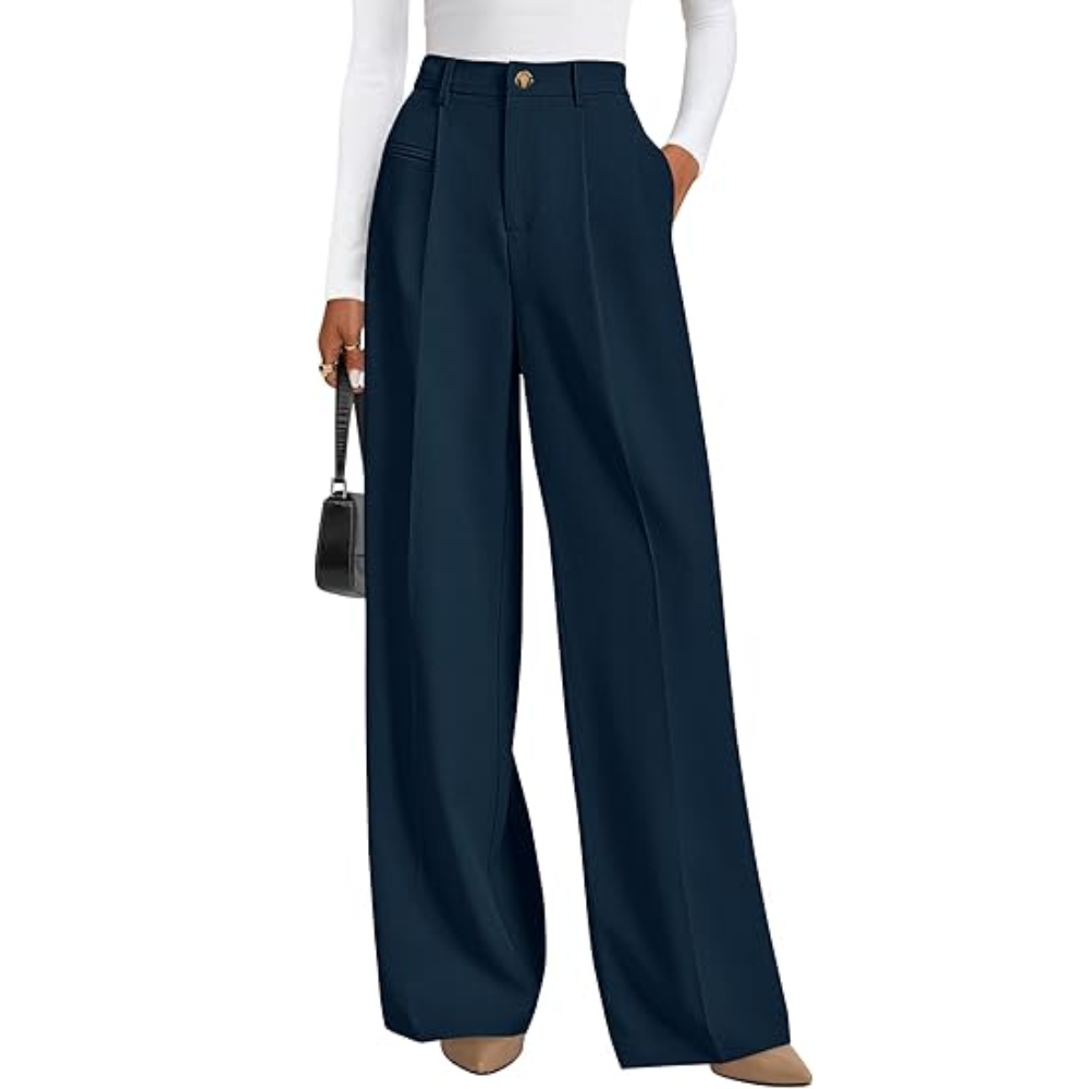 Wide Fit Casual Flowy Work Palazzo Pants For Women – lifestyle view 13