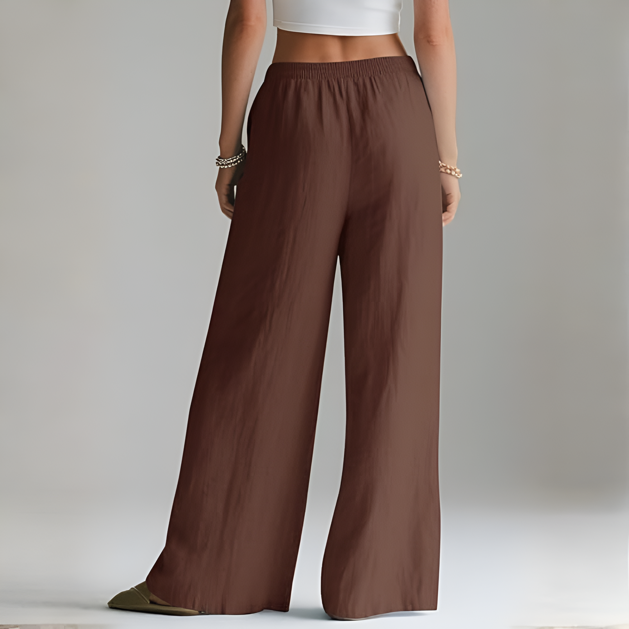 Wide Fit Summer Flowy Palazzo Pants For Women  – fabric detail close-up