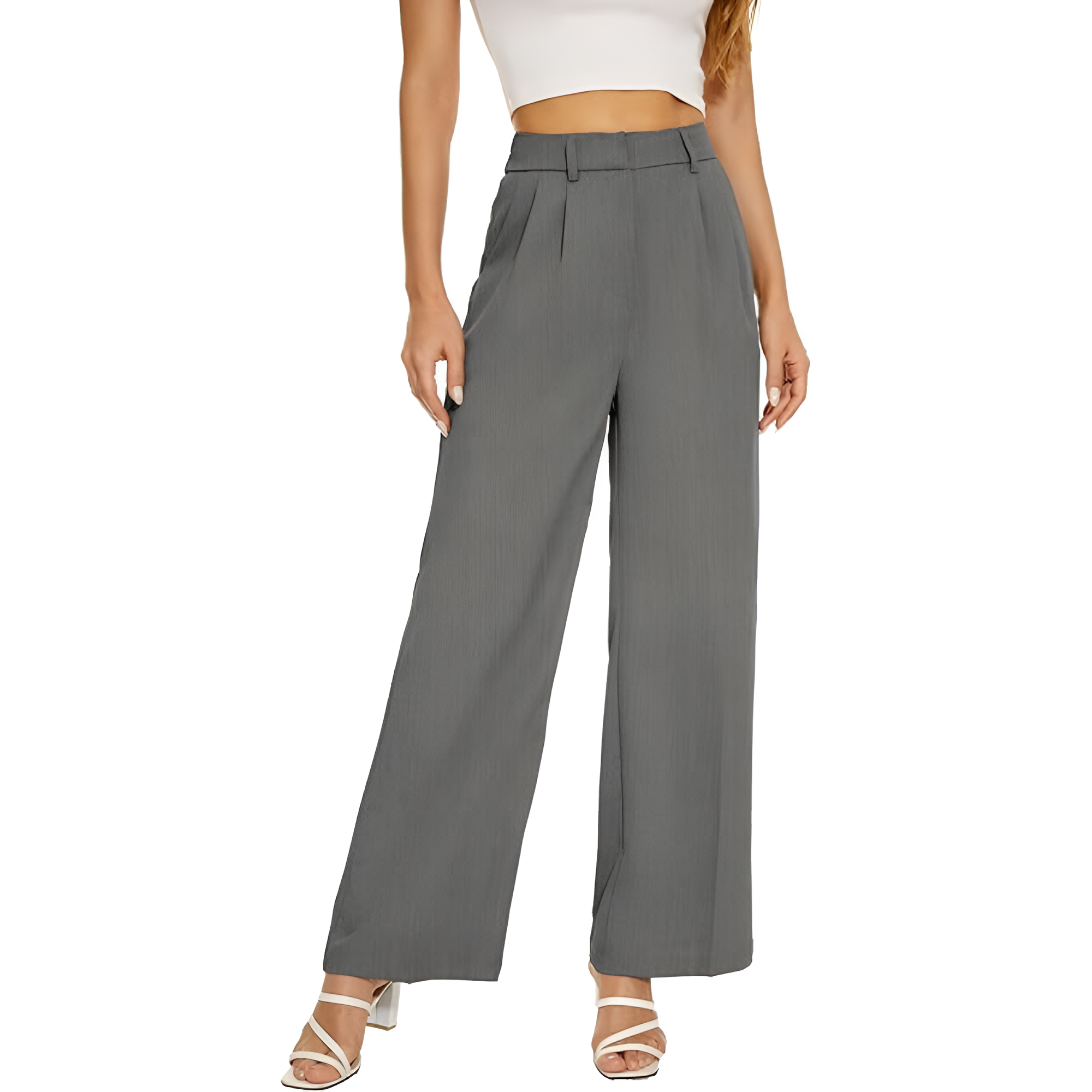 High Rise Long Straight Work Suit Pants For Women – waistband detail