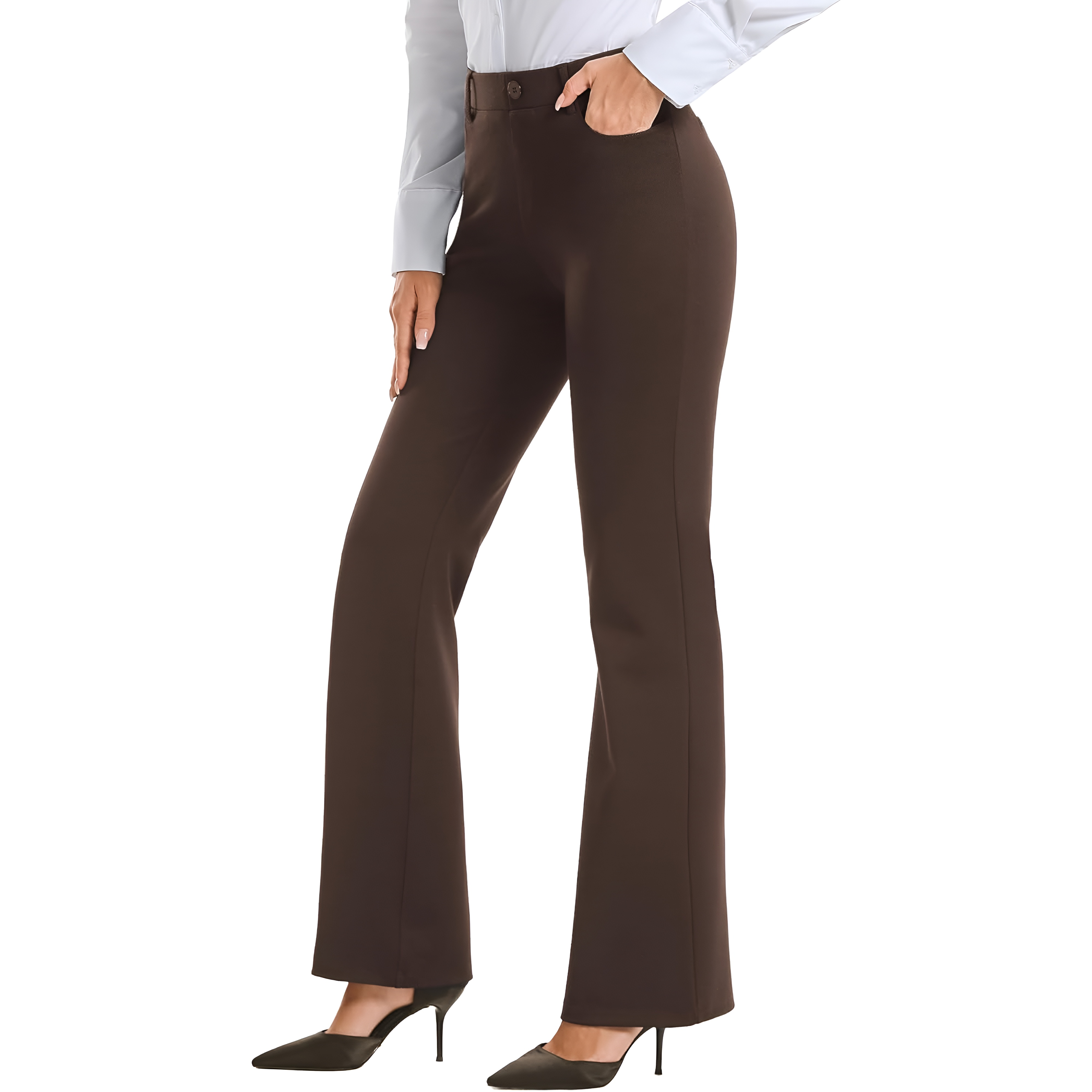 Bootcut Business Casual Work Pants With Pockets – waistband detail