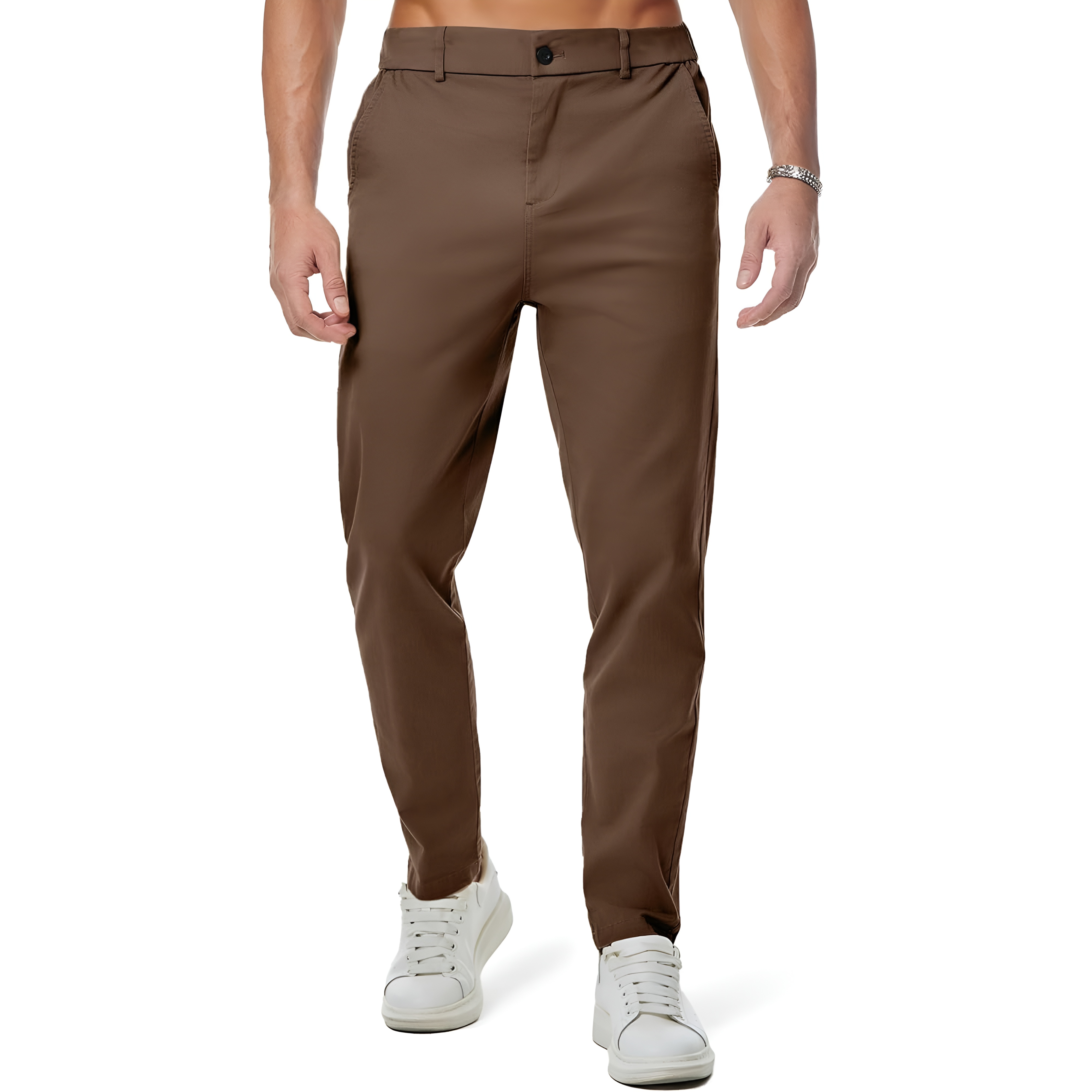 Casual Chino Pants Tapered Style Golf Trousers For Men – fabric detail close-up