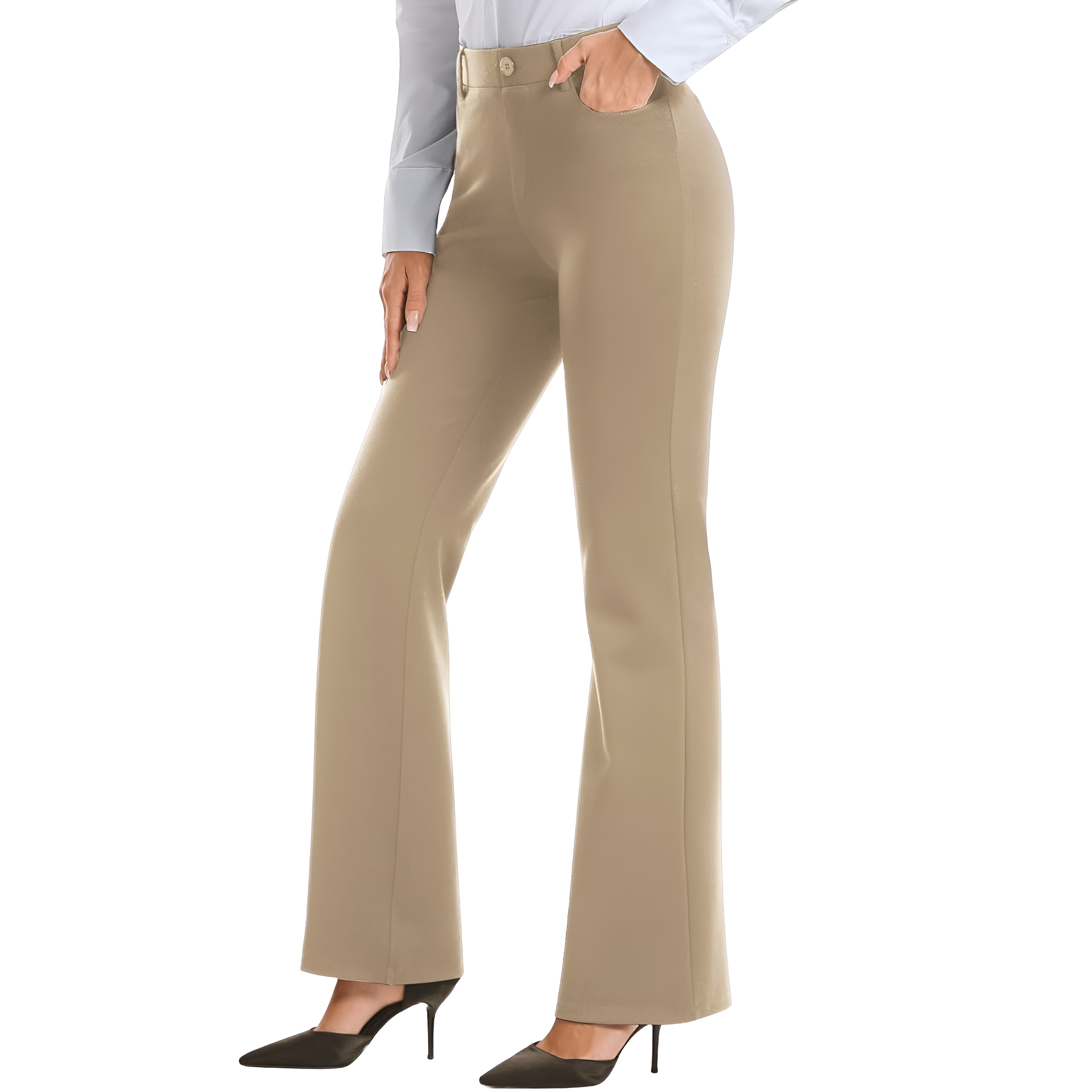 Bootcut Business Casual Work Pants With Pockets – fabric detail close-up