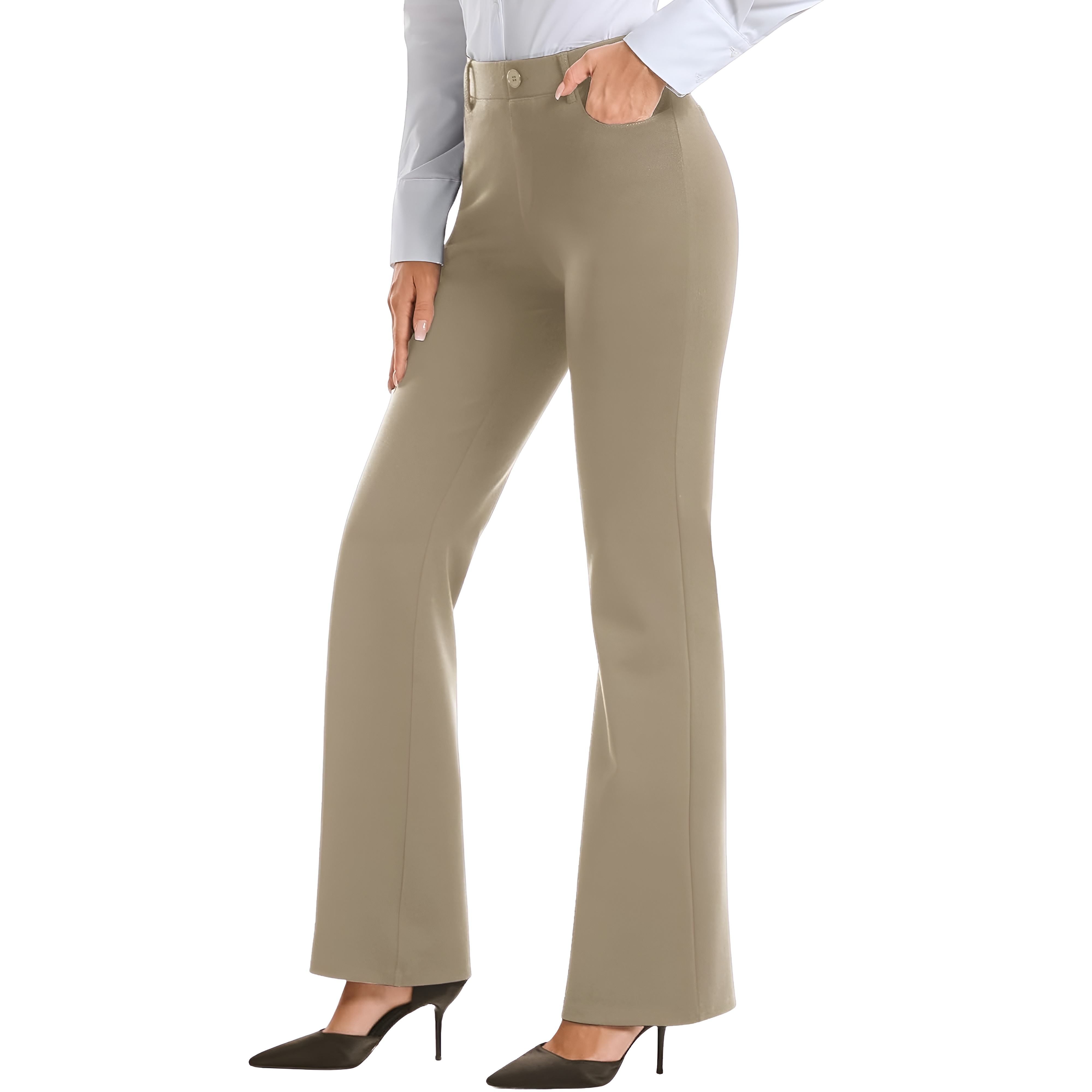 Bootcut Business Casual Work Pants With Pockets – model wearing view