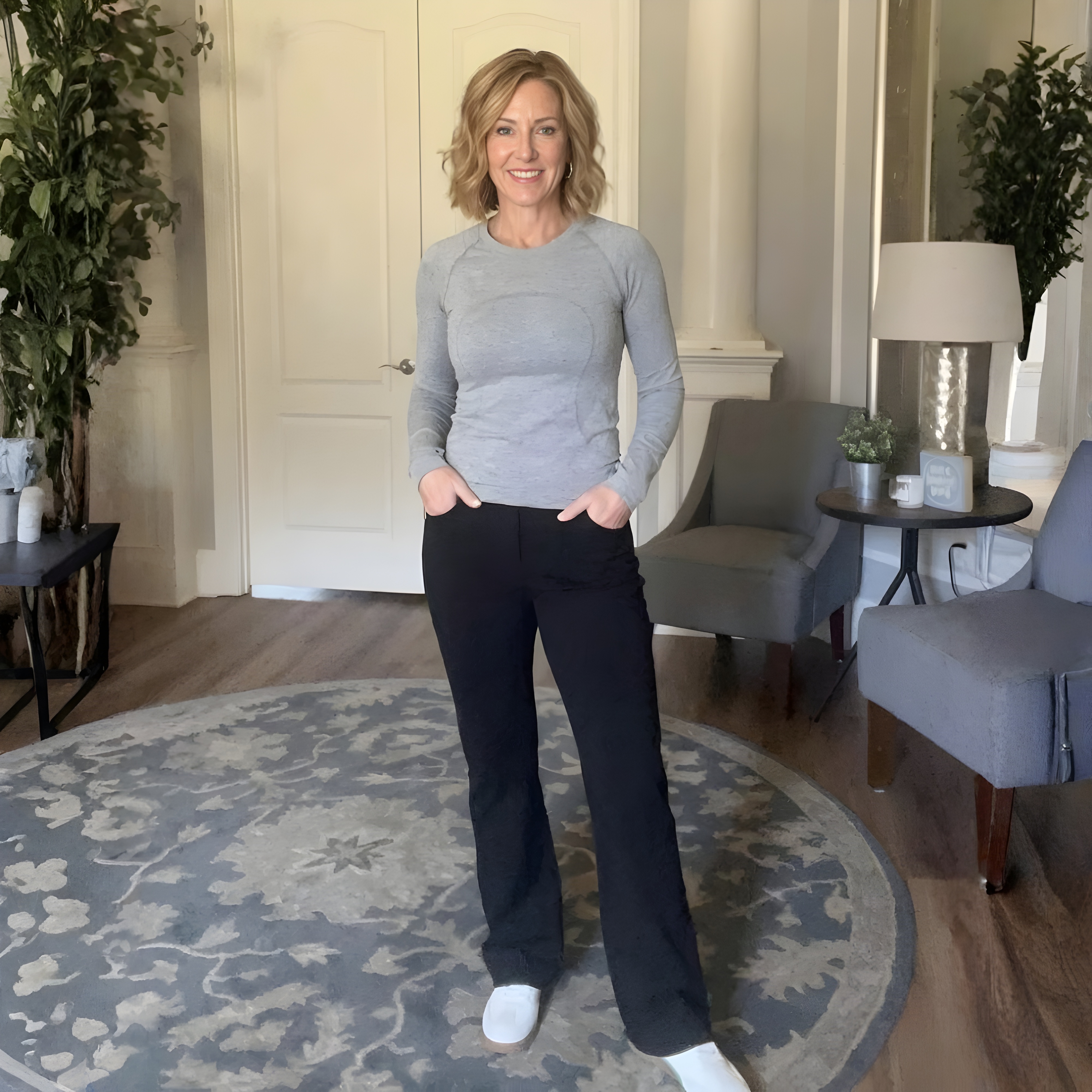 Bootcut Business Casual Work Pants With Pockets – side profile view