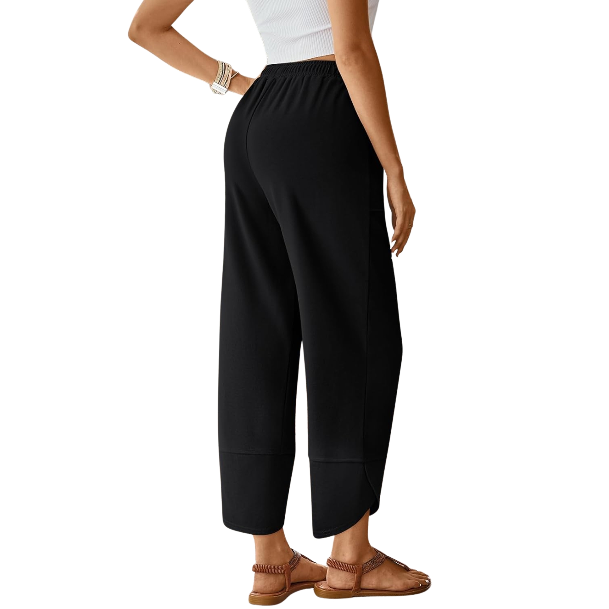 Soft And Casual Summer Wide Fit Pants With Pockets For Women – full length outfit view