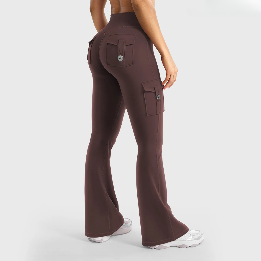 High Waisted Cargo Flare Leggings