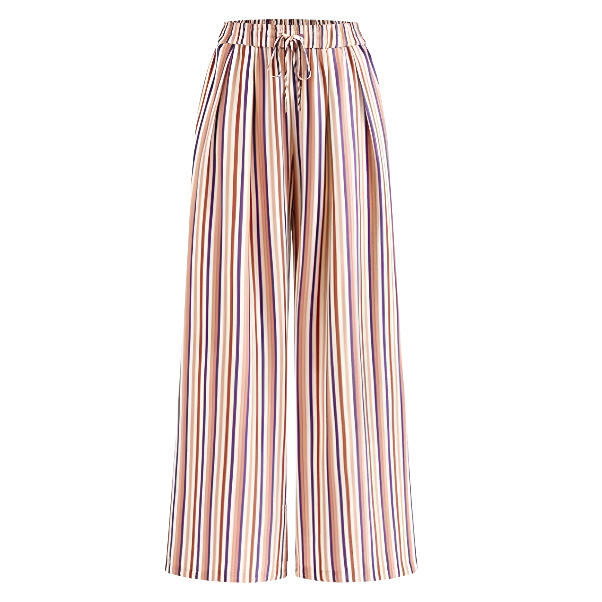 Wide Vertical Patterned Palazzo Pants For Women – model wearing view