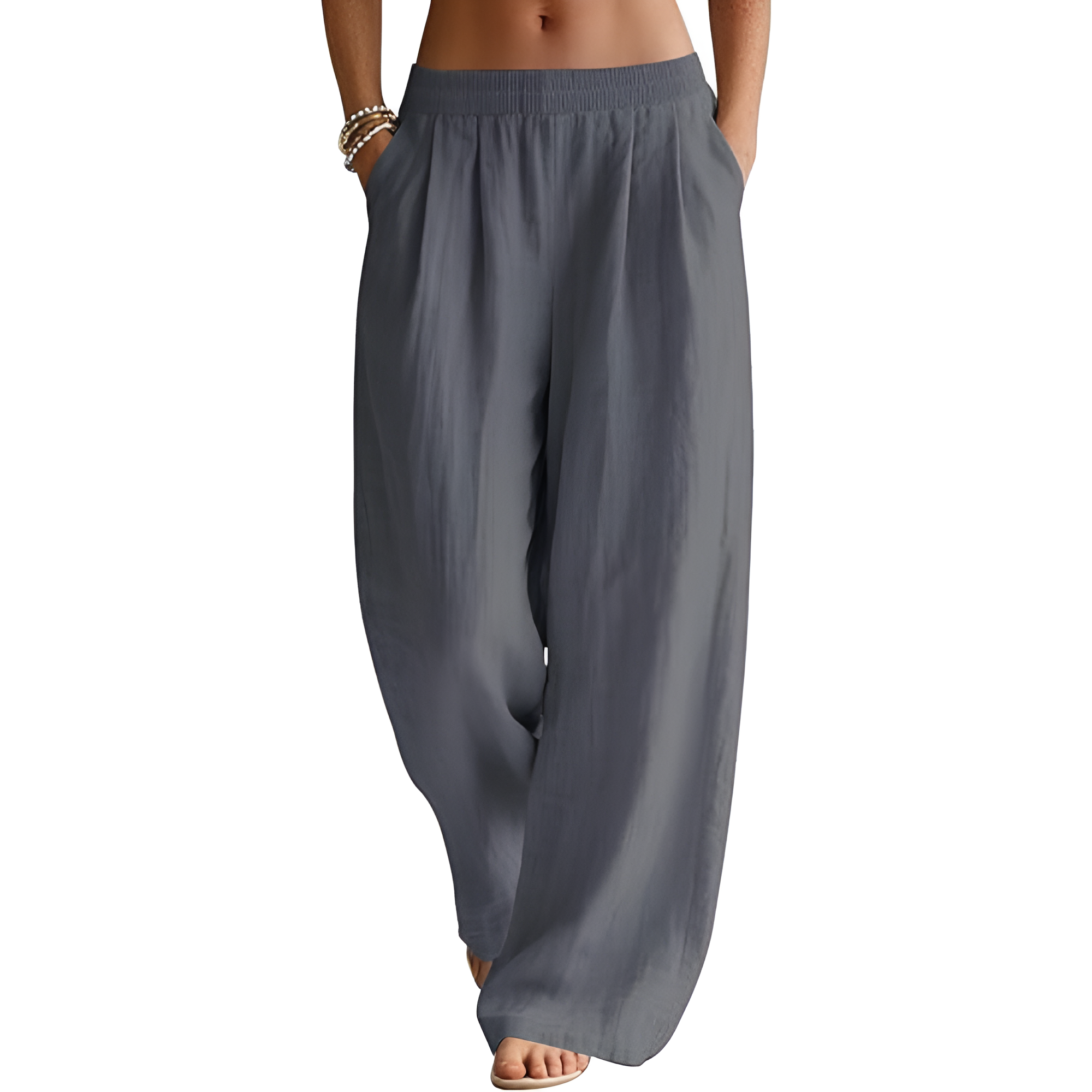Wide Fit Summer Flowy Palazzo Pants For Women  – lifestyle view 16
