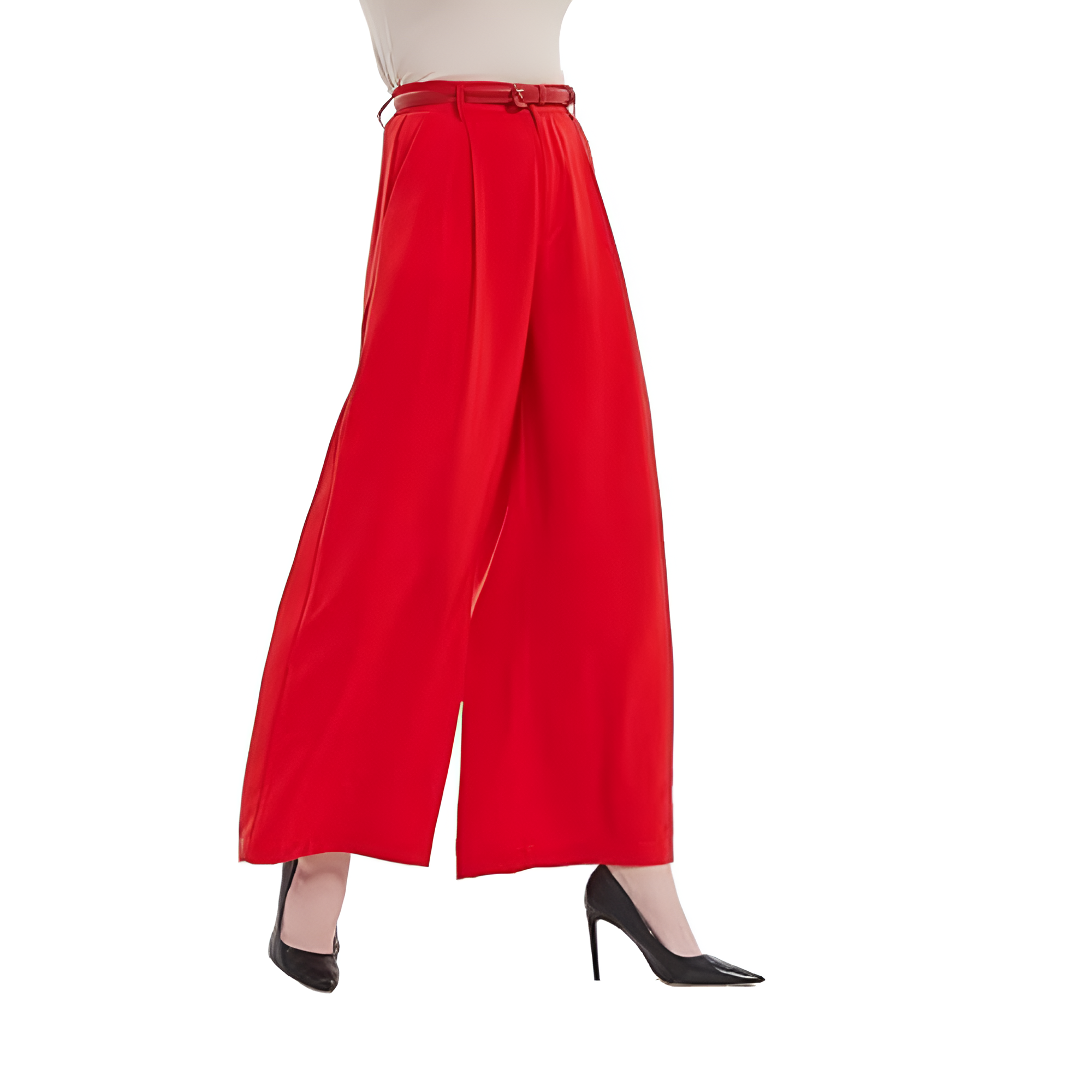 High Rise Wide Fit Casual Long Palazzo Pants For Women  – styled outfit view