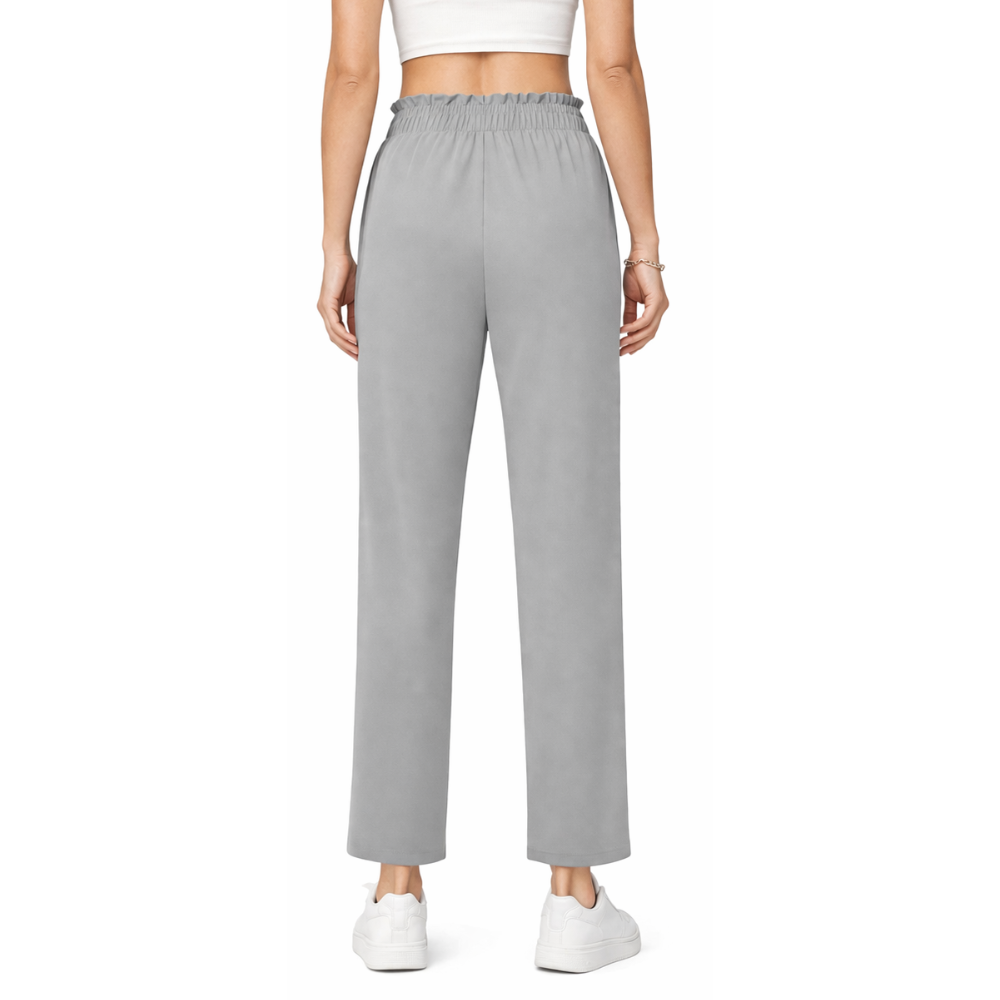 Casual High Rise Loose Fit Summer Pants With Side Pockets – fabric detail close-up