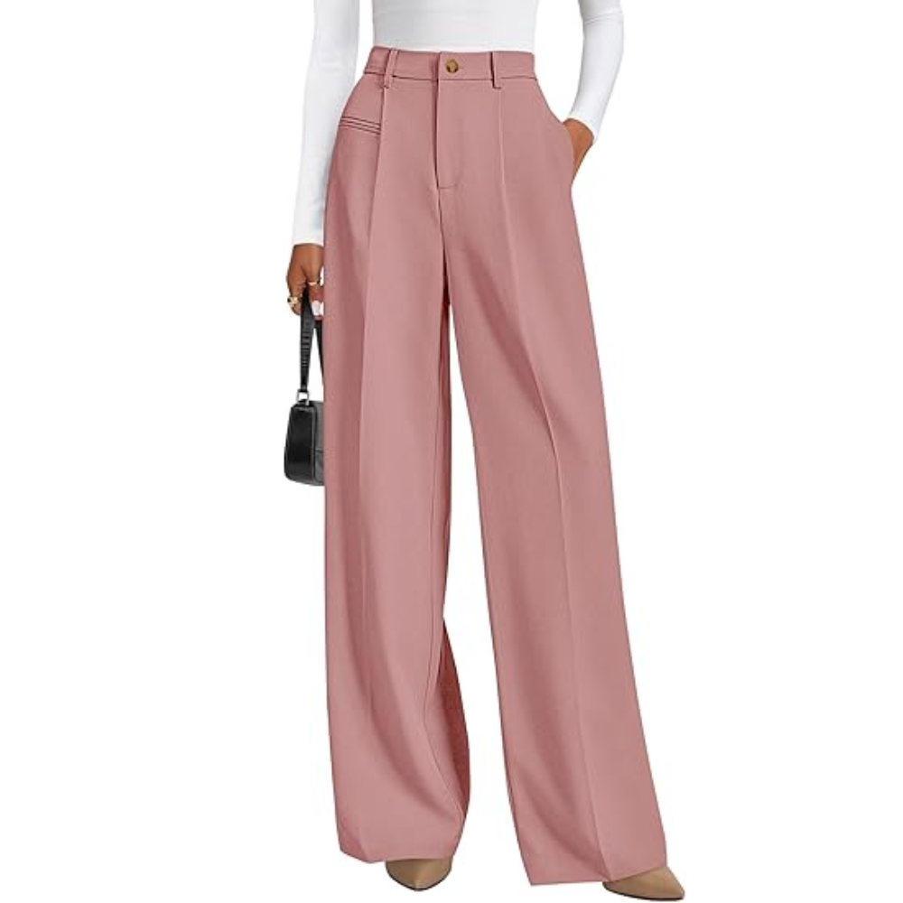 Wide Fit Casual Flowy Work Palazzo Pants For Women – lifestyle view 15