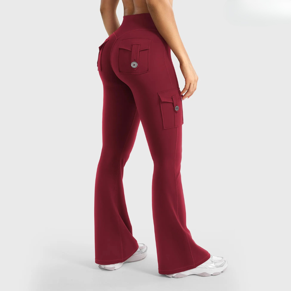 High Waisted Cargo Flare Leggings