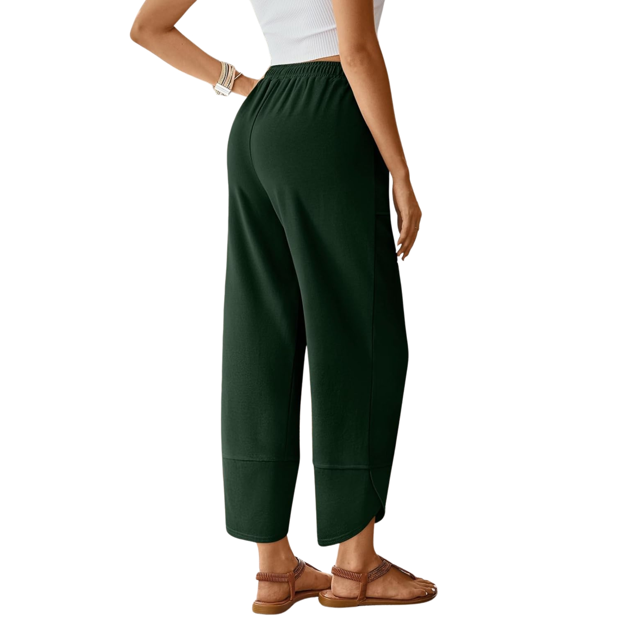 Soft And Casual Summer Wide Fit Pants With Pockets For Women – model wearing view