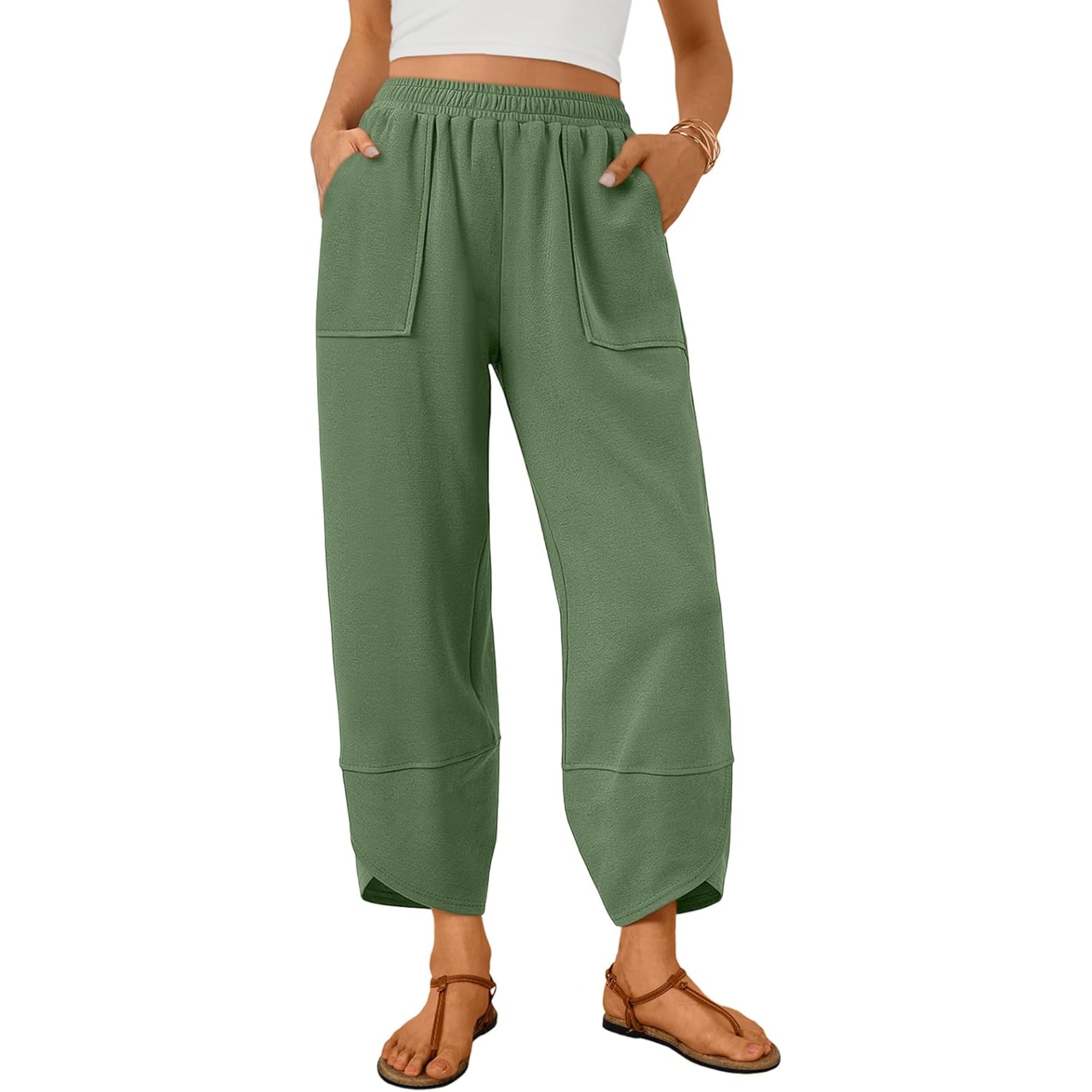 Soft And Casual Summer Wide Fit Pants With Pockets For Women – fabric detail close-up