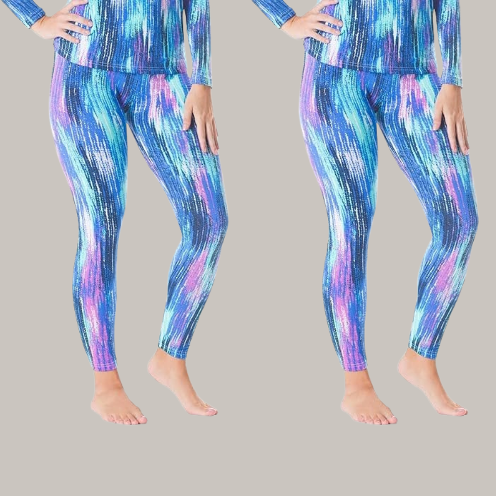 Women's Printed Thermal Ski Leggings Pack Of 2 – fit and style view