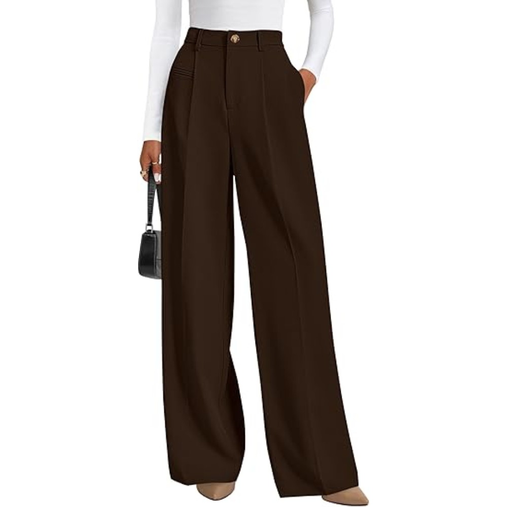 Wide Fit Casual Flowy Work Palazzo Pants For Women – fabric detail close-up