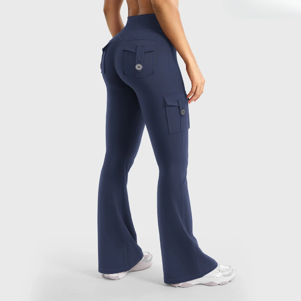 High Waisted Cargo Flare Leggings