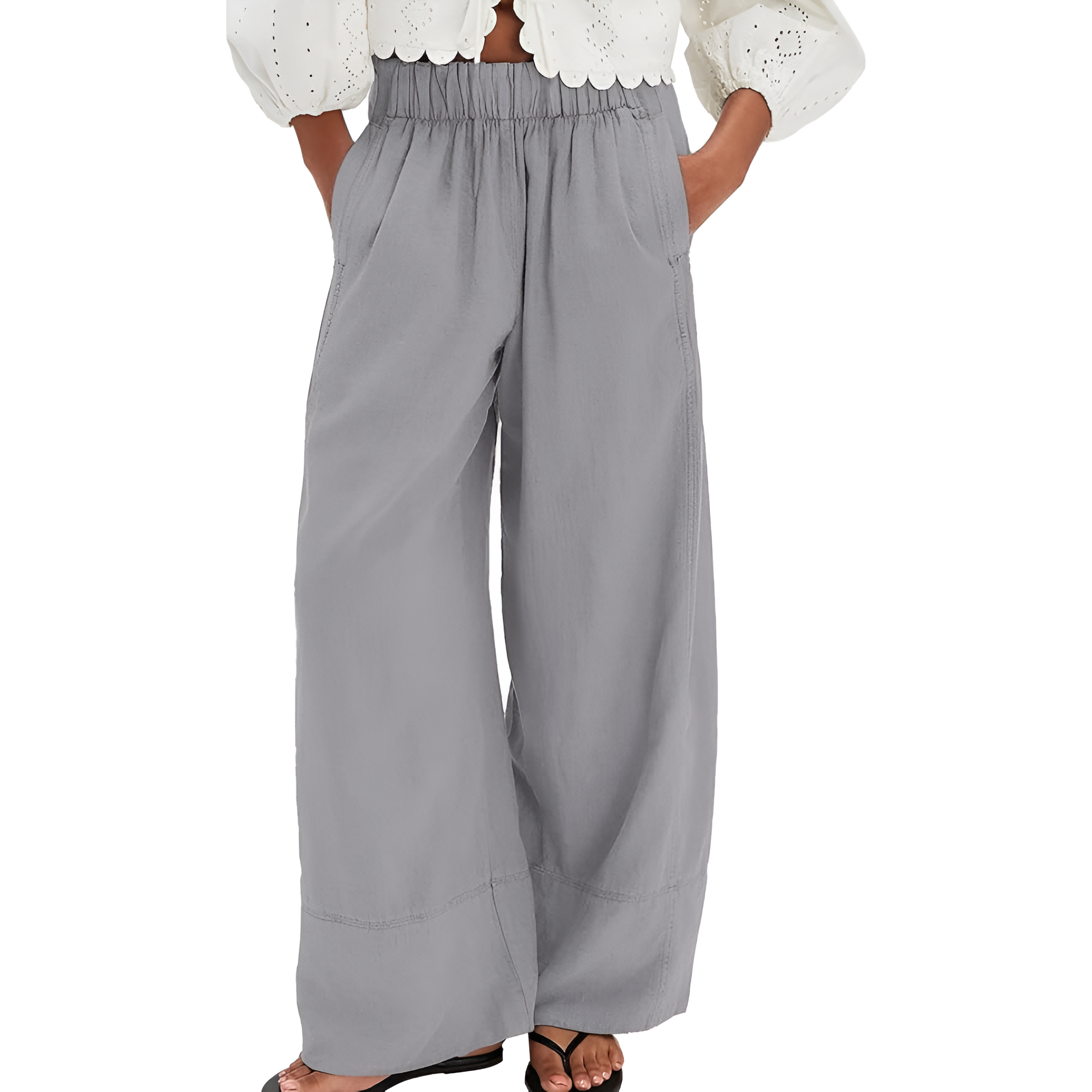 Wide Fit Baggy Casual Palazzo Pants With Pockets For Women – lifestyle view 12