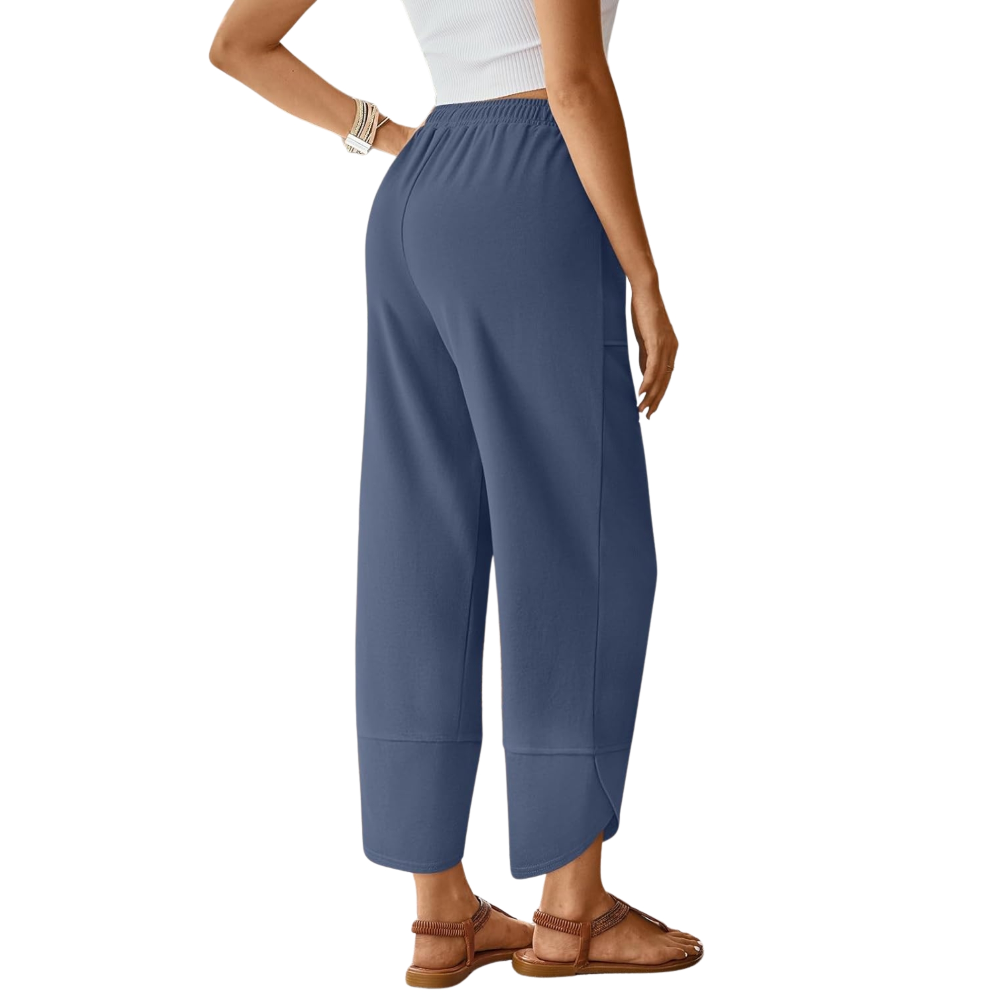 Soft And Casual Summer Wide Fit Pants With Pockets For Women – side profile view