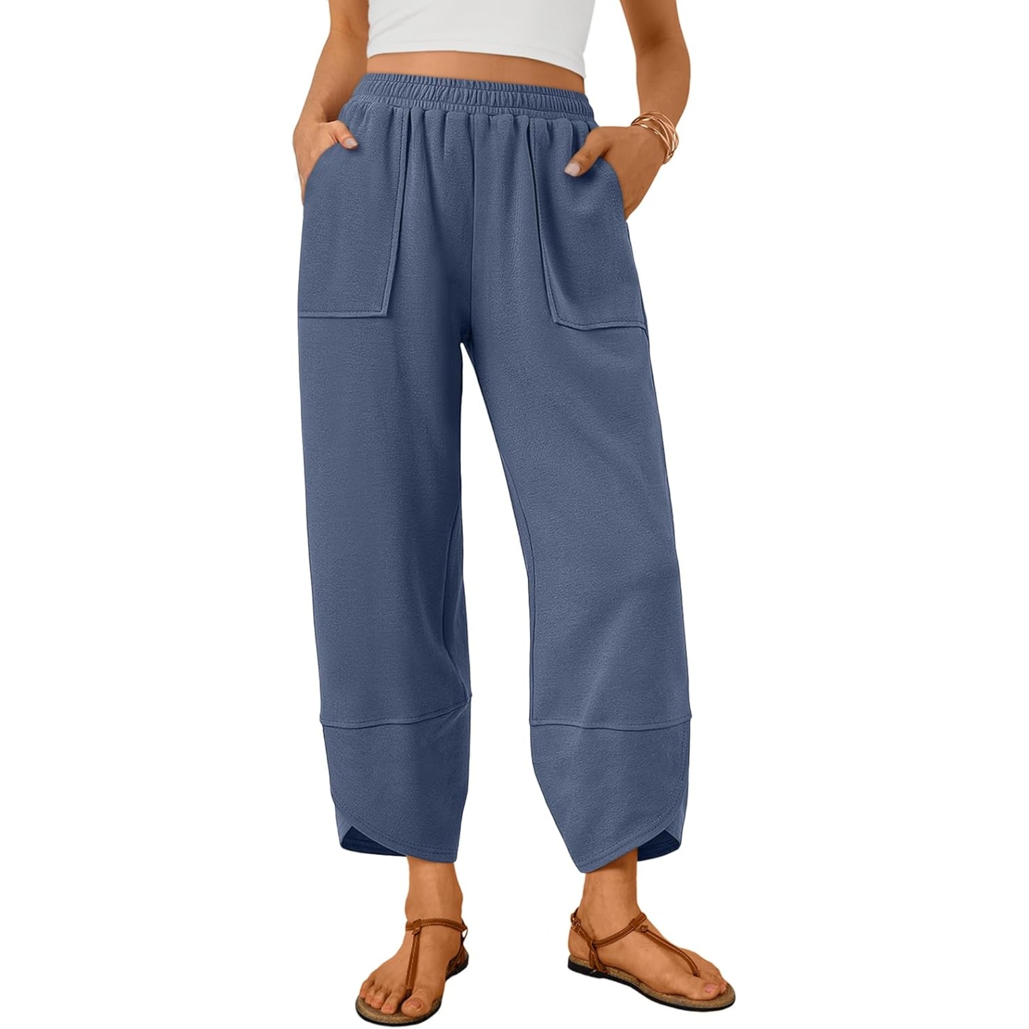 Soft And Casual Summer Wide Fit Pants With Pockets For Women – women's cargo pants front view