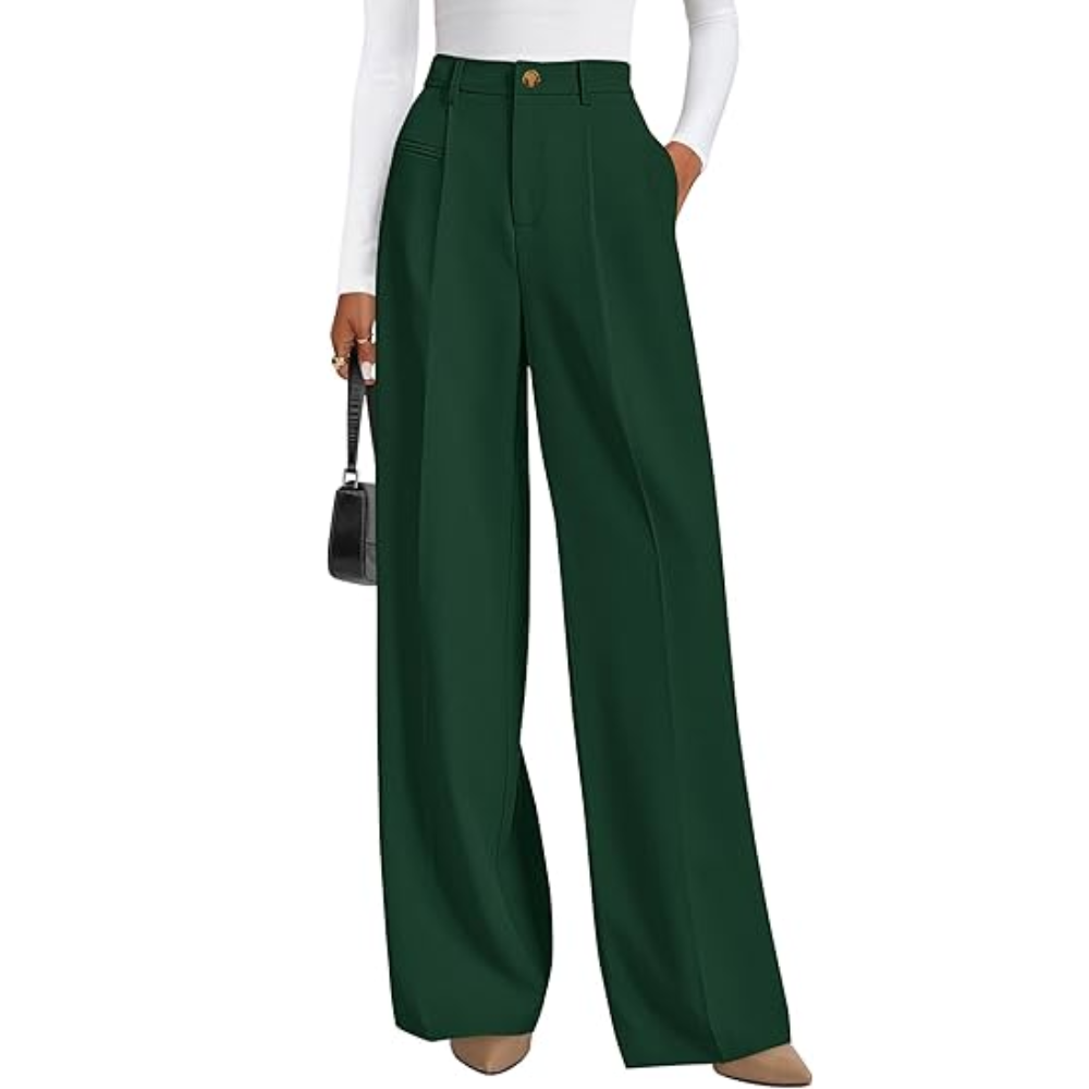 Wide Fit Casual Flowy Work Palazzo Pants For Women – lifestyle view 11
