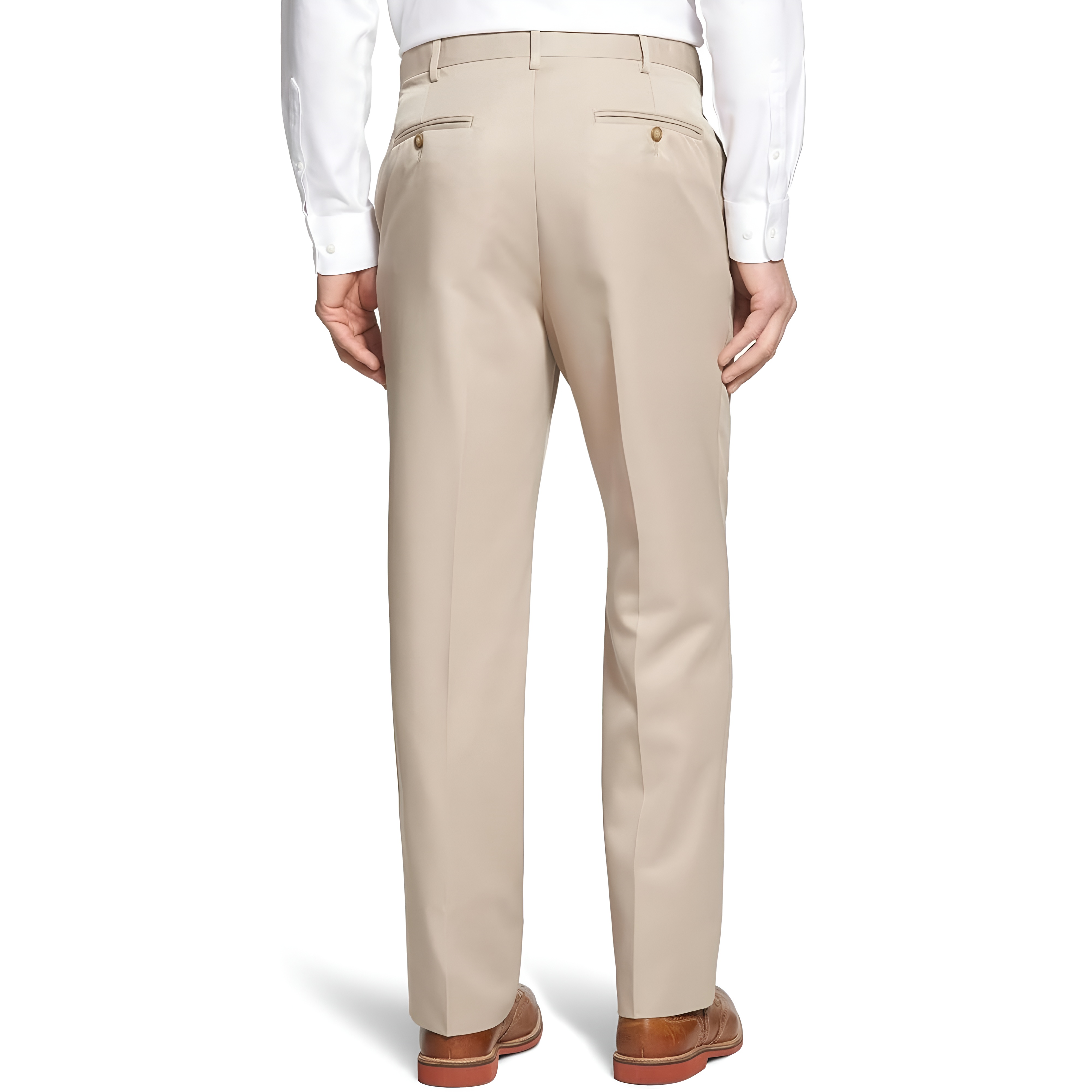 Stretch Dress Pants With Four Pocket Design And Zipper Closure For Men – fabric detail close-up