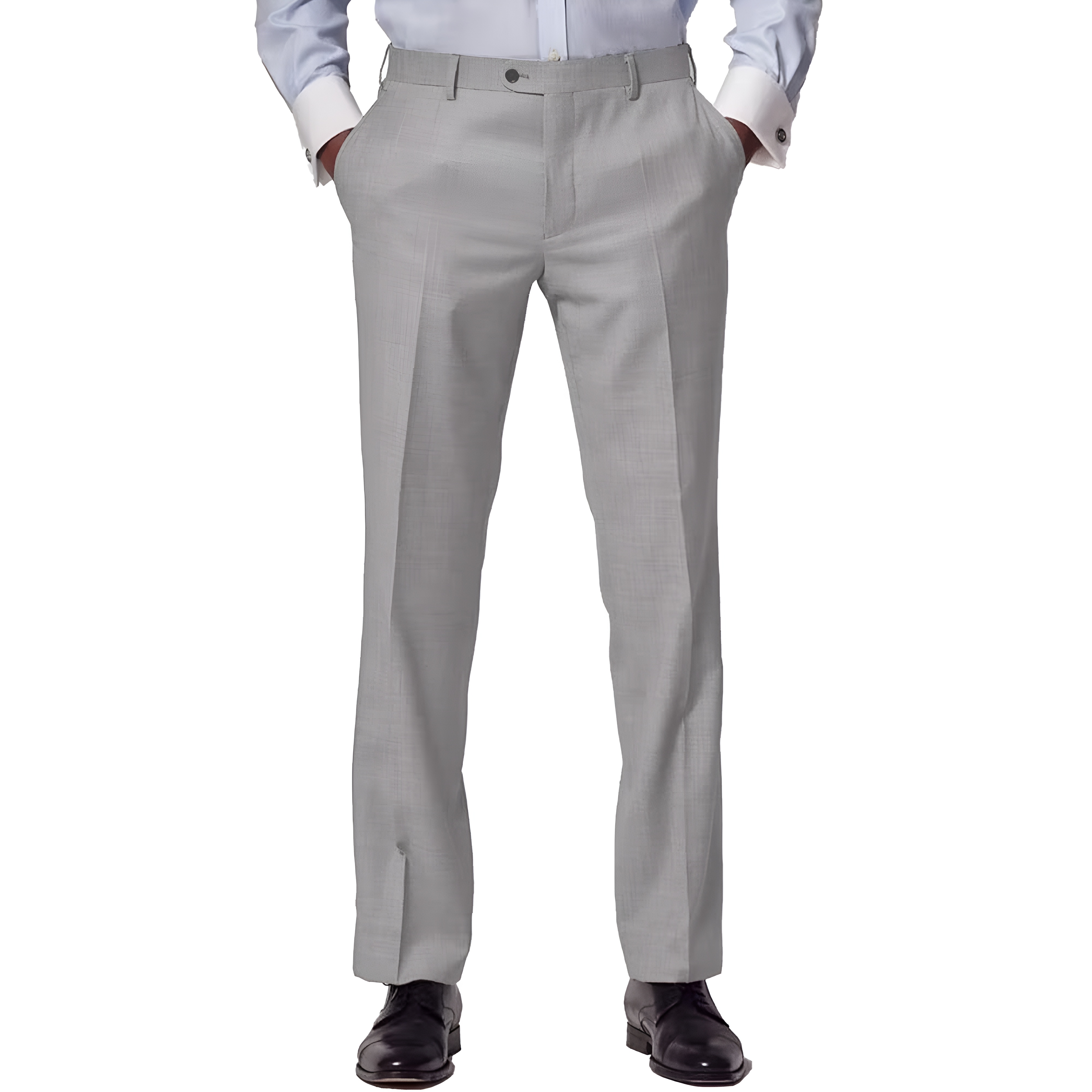 Stretch Dress Pants With Four Pocket Design And Zipper Closure For Men – full length outfit view